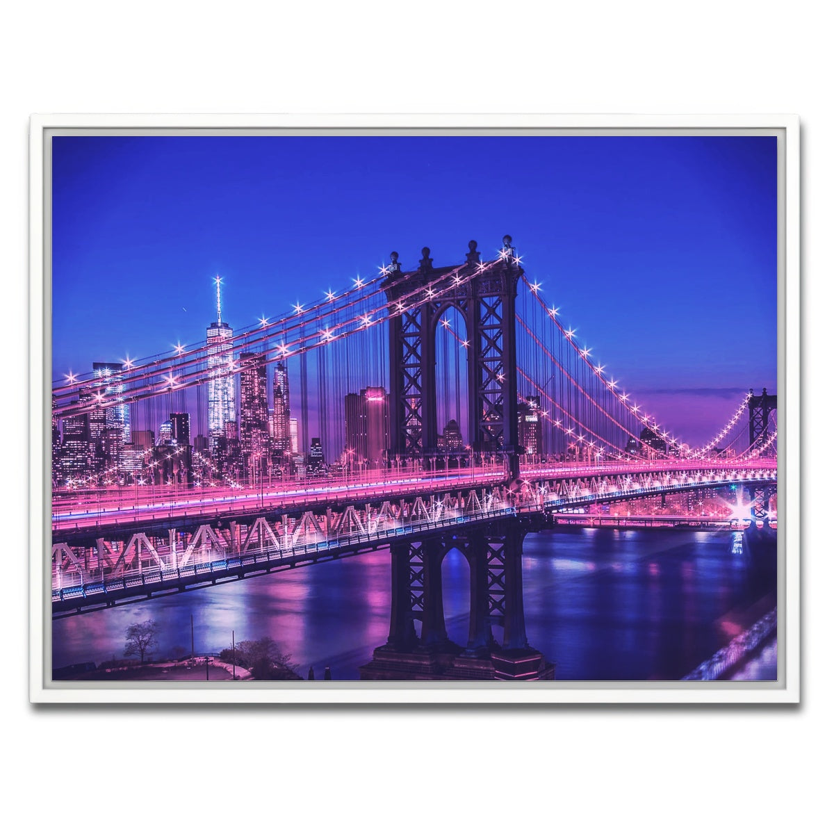AUTO-MOCKUP WHITE | New York Manhattan Bridge | 1 Piece | White Framed Canvas | group=4x3