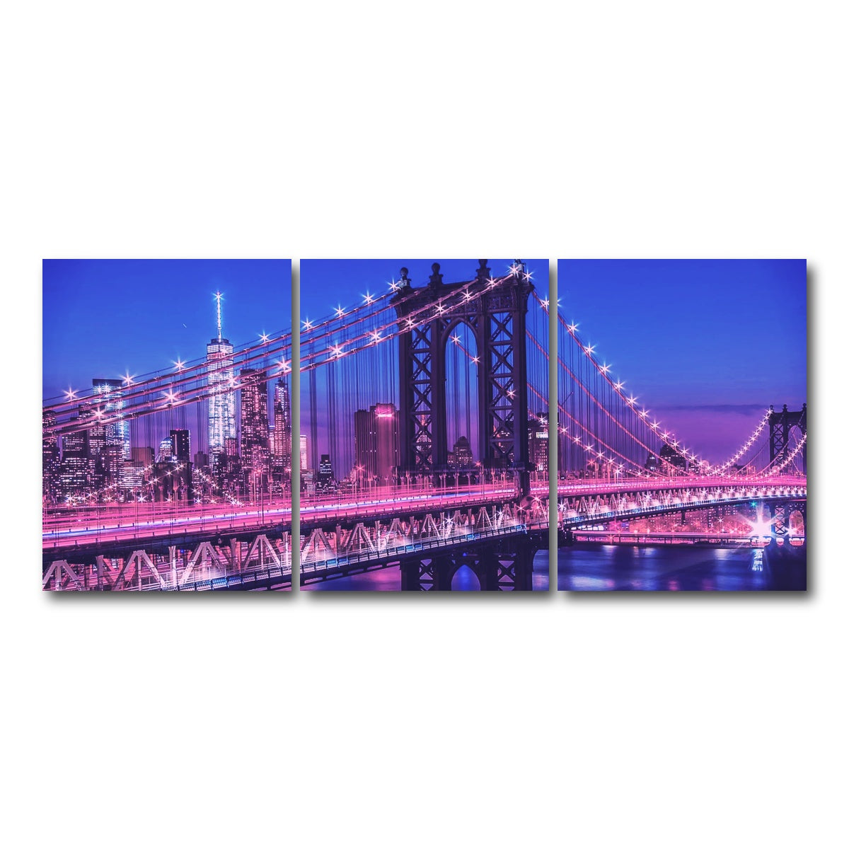 AUTO-MOCKUP WHITE | New York Manhattan Bridge | 3 Piece | Gallery Wrap Canvas | group=18x24