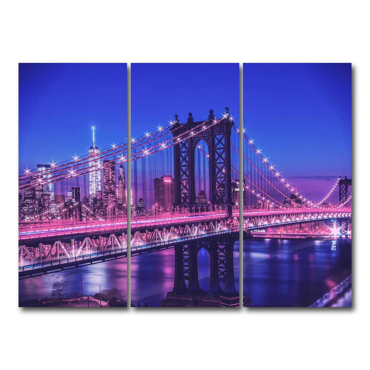 AUTO-MOCKUP WHITE | New York Manhattan Bridge | 3 Piece | Gallery Wrap Canvas | group=8x18