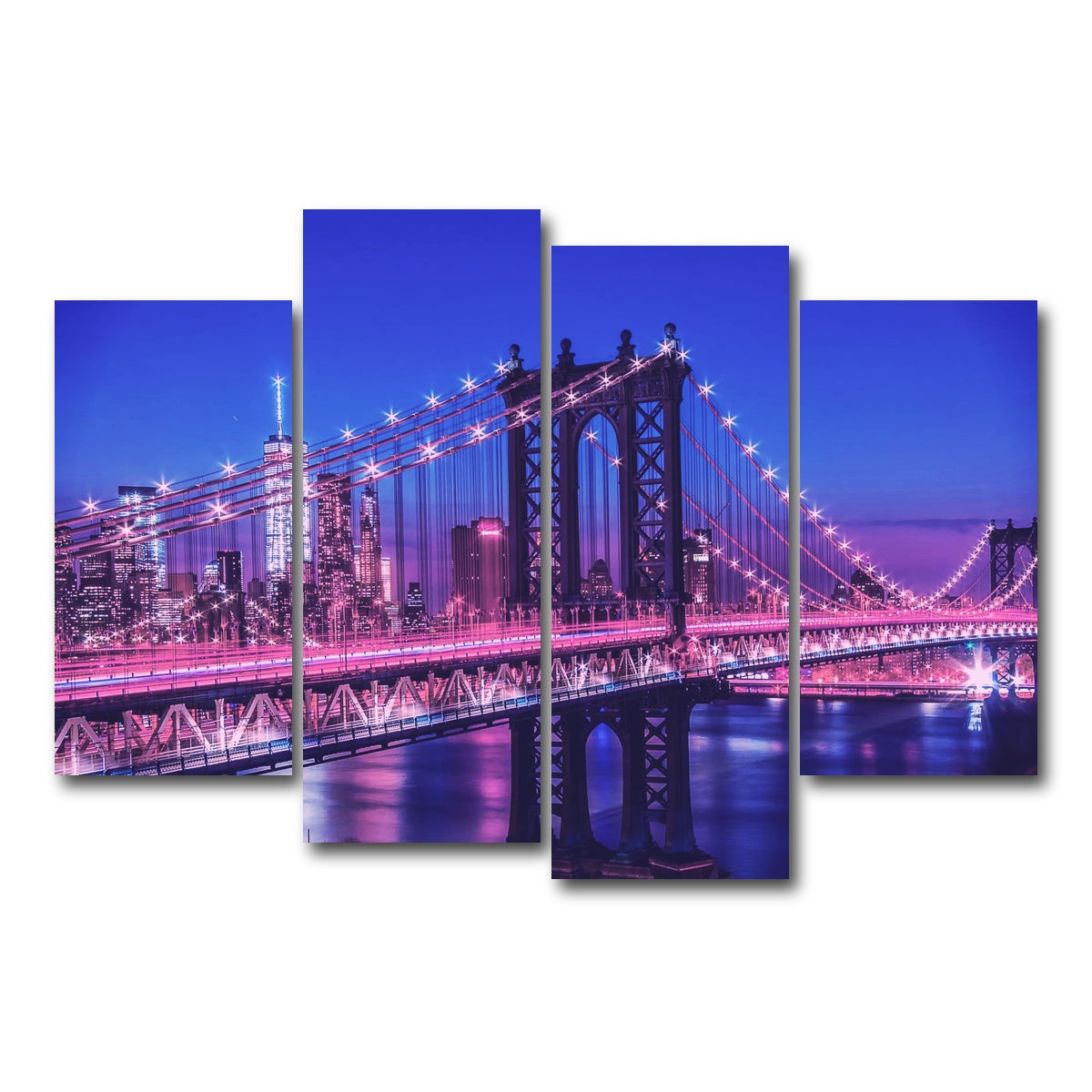 AUTO-MOCKUP WHITE | New York Manhattan Bridge | 4 Piece | Gallery Wrap Canvas | group=4_short
