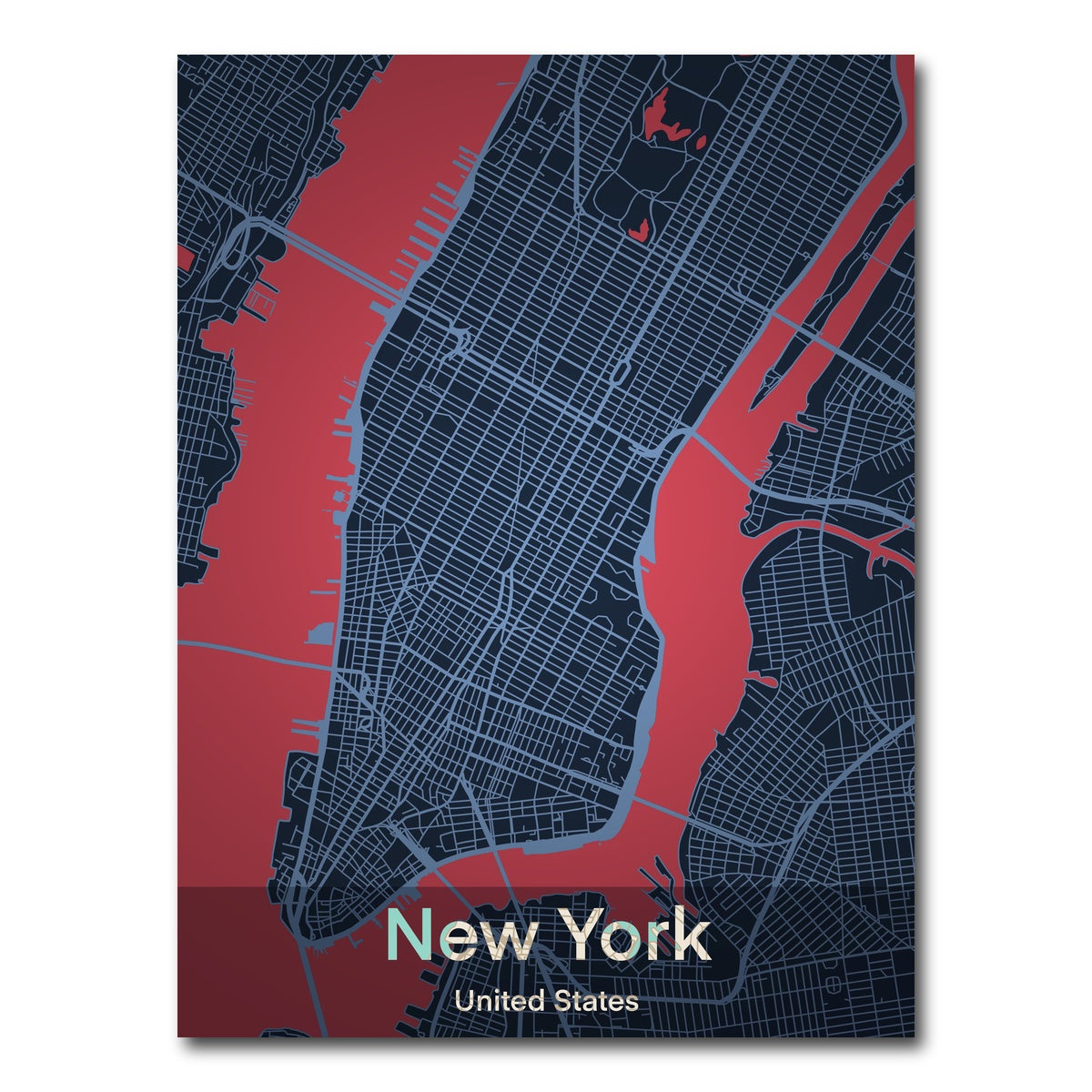 AUTO-MOCKUP WHITE | New York Map | 1 Piece | Gallery Wrap Canvas | group=3x4