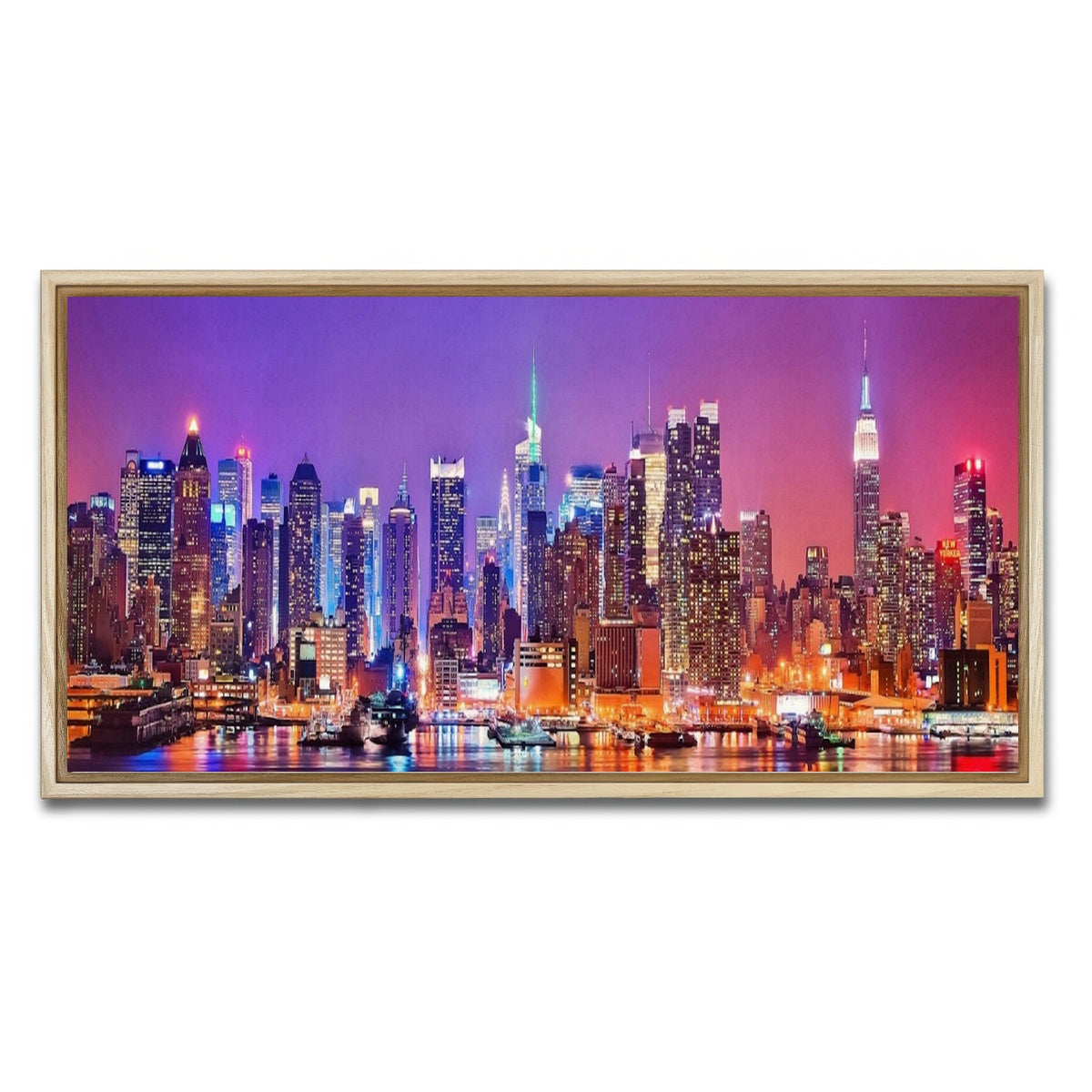 AUTO-MOCKUP WHITE | New York Skyline | 1 Piece | Natural Framed Canvas | group=2x1