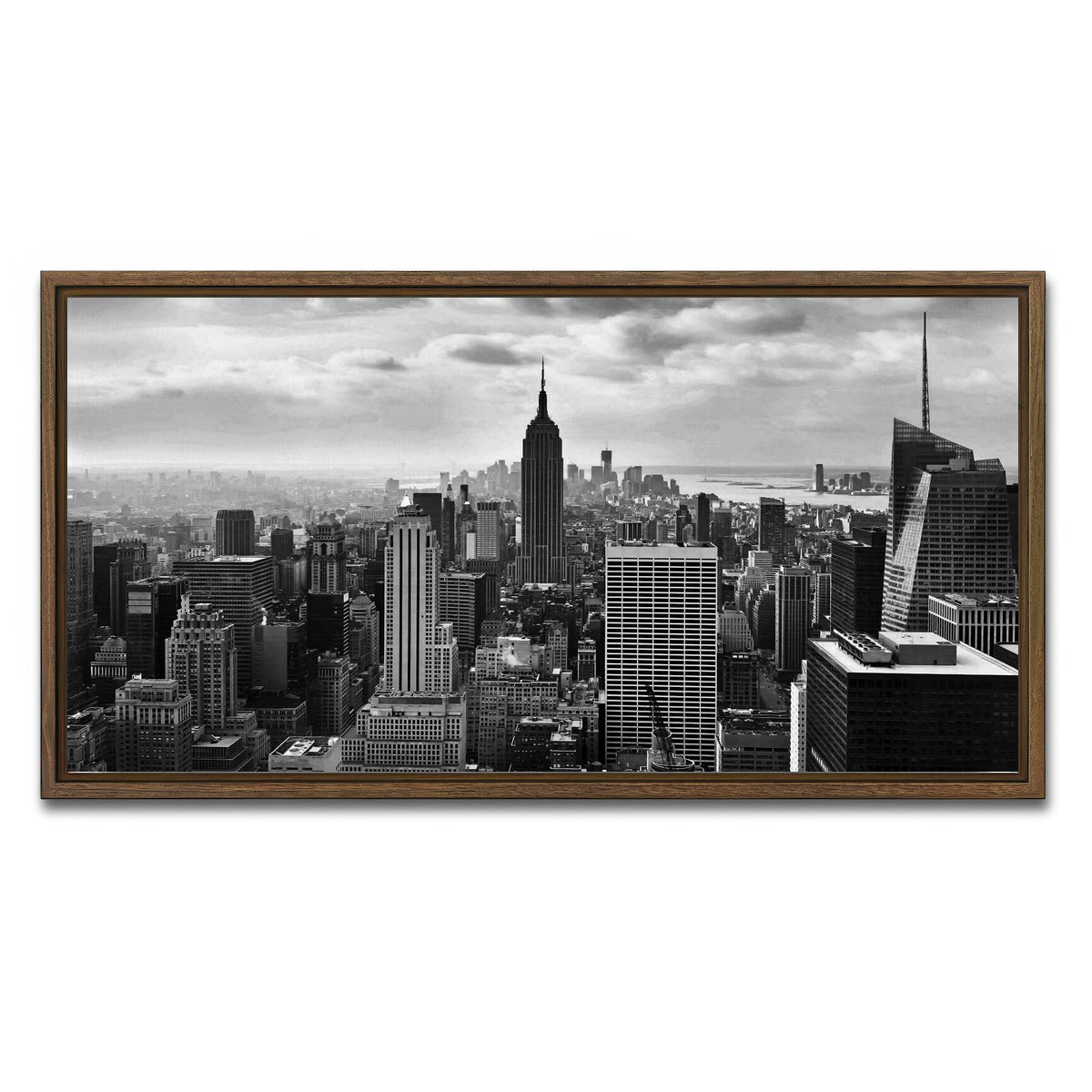 AUTO-MOCKUP WHITE | New York Skyline | 1 Piece | Walnut Framed Canvas | group=2x1