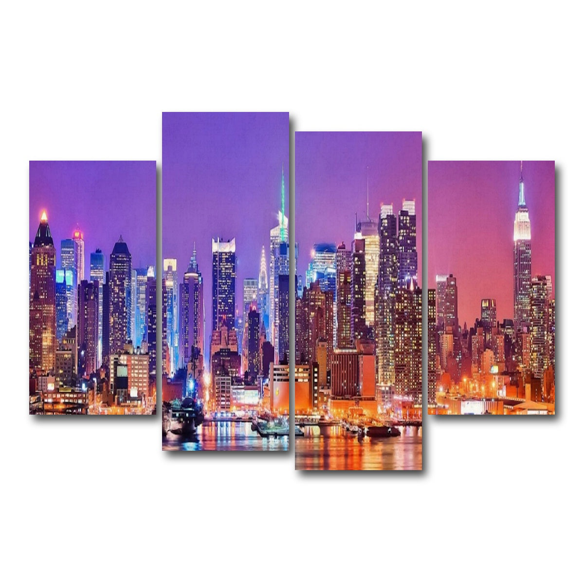 AUTO-MOCKUP WHITE | New York Skyline | 4 Piece | Gallery Wrap Canvas | group=4_short