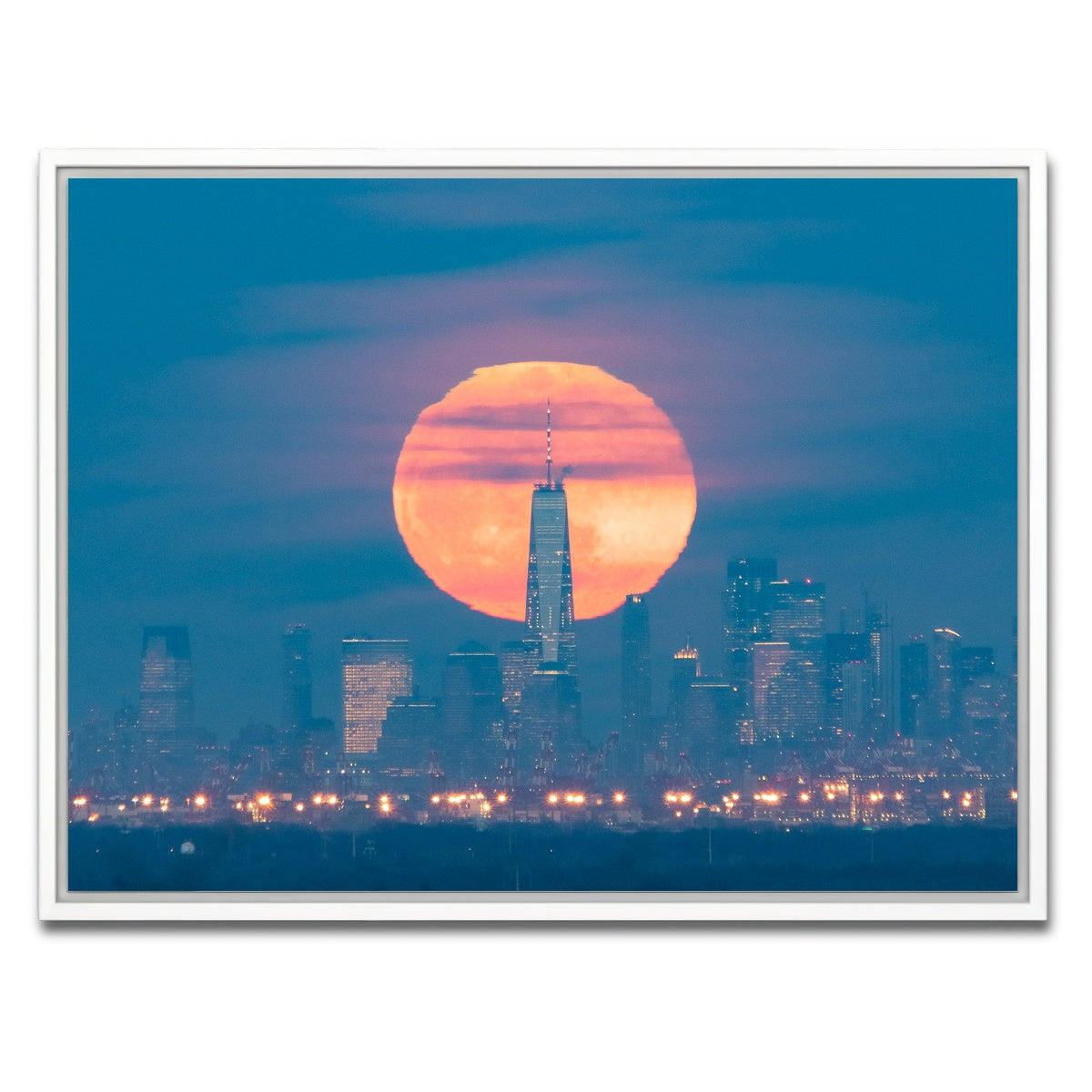 AUTO-MOCKUP WHITE | New York Sun Skyline | 1 Piece | White Framed Canvas | group=4x3