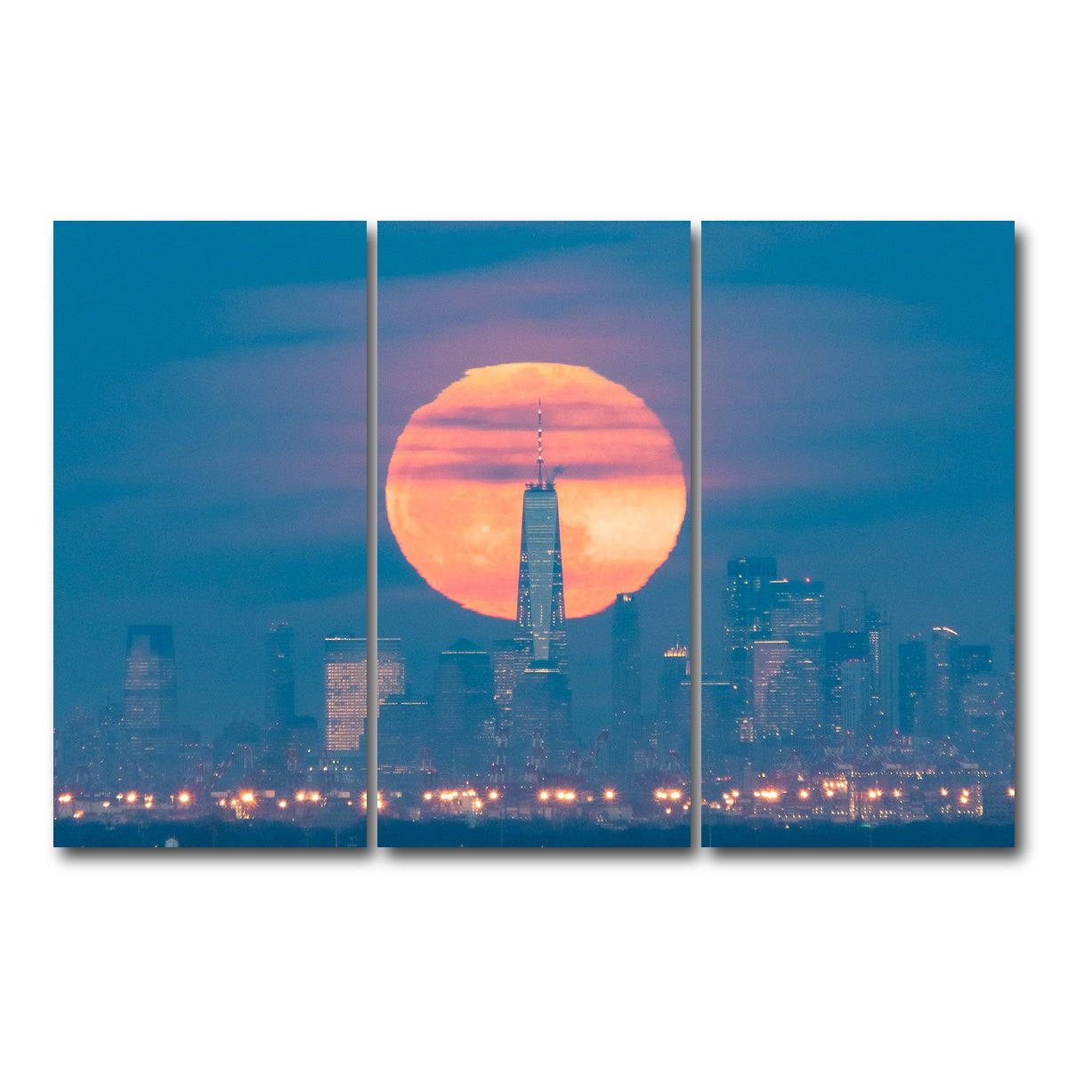AUTO-MOCKUP WHITE | New York Sun Skyline | 3 Piece | Gallery Wrap Canvas | group=12x24