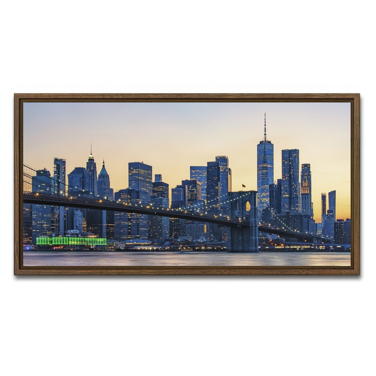 AUTO-MOCKUP WHITE | New York Sunset | 1 Piece | Walnut Framed Canvas | group=2x1