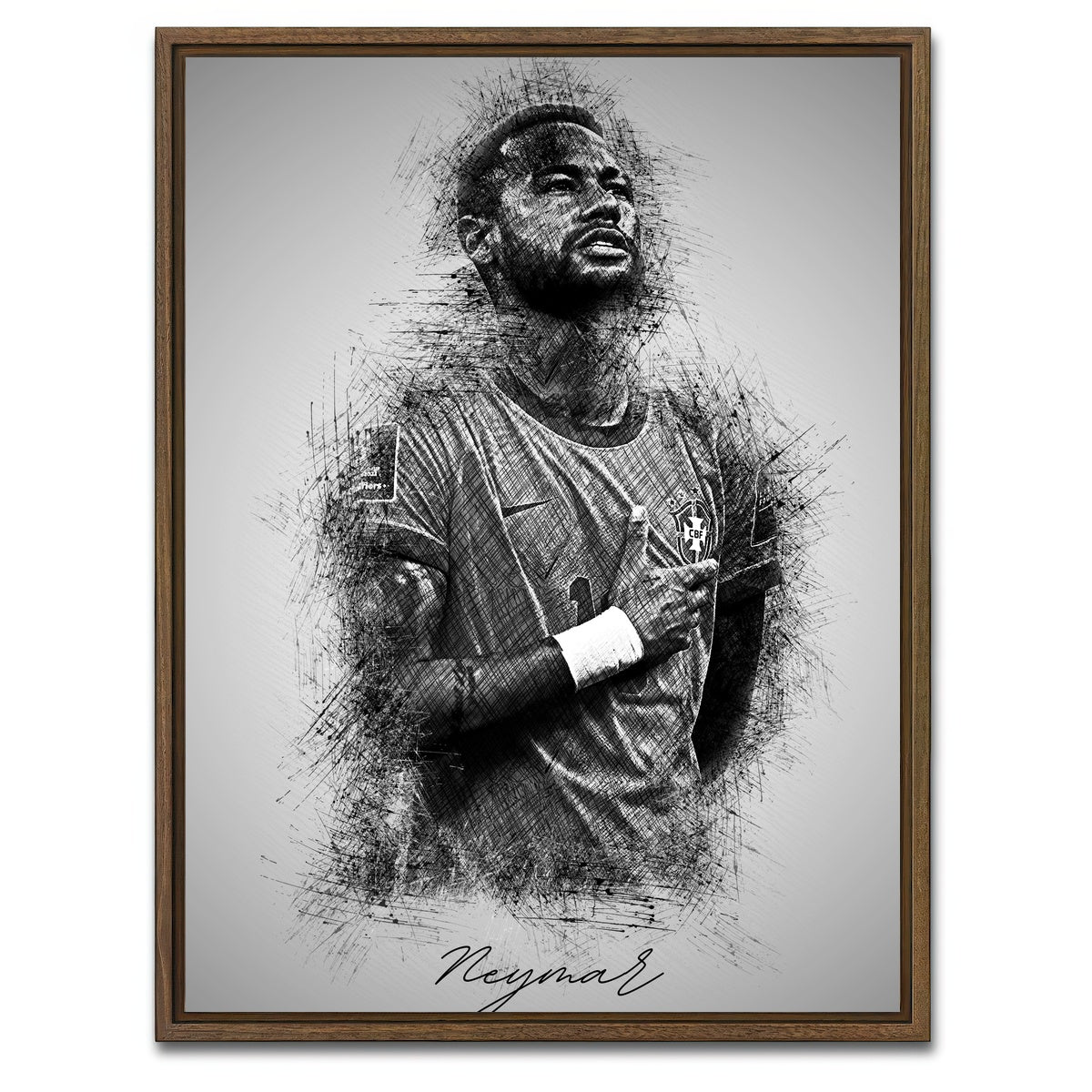 AUTO-MOCKUP WHITE | Neymar 2 | 1 Piece | Walnut Framed Canvas | group=3x4
