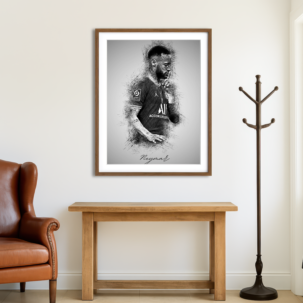 AUTO-MOCKUP ROOM | Neymar Sketch Wall Art