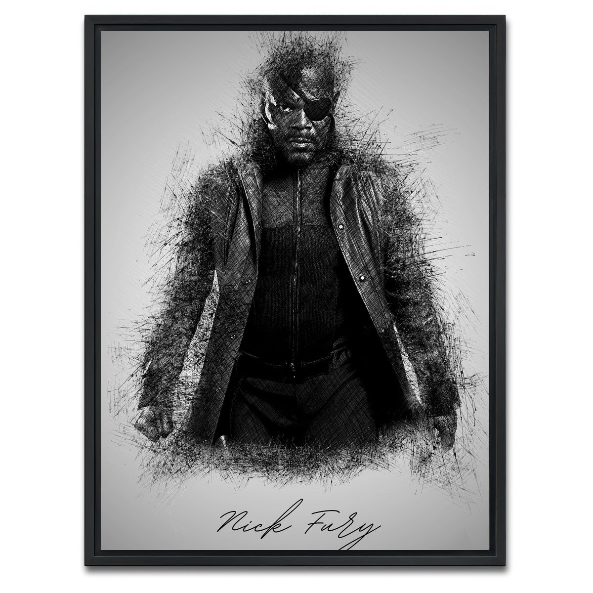 AUTO-MOCKUP WHITE | Nick Fury | 1 Piece | Black Framed Canvas | group=3x4