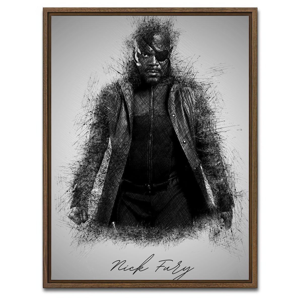AUTO-MOCKUP WHITE | Nick Fury | 1 Piece | Walnut Framed Canvas | group=3x4