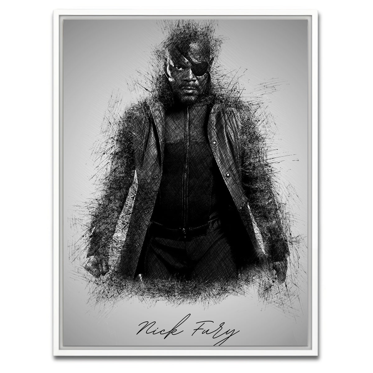 AUTO-MOCKUP WHITE | Nick Fury | 1 Piece | White Framed Canvas | group=3x4