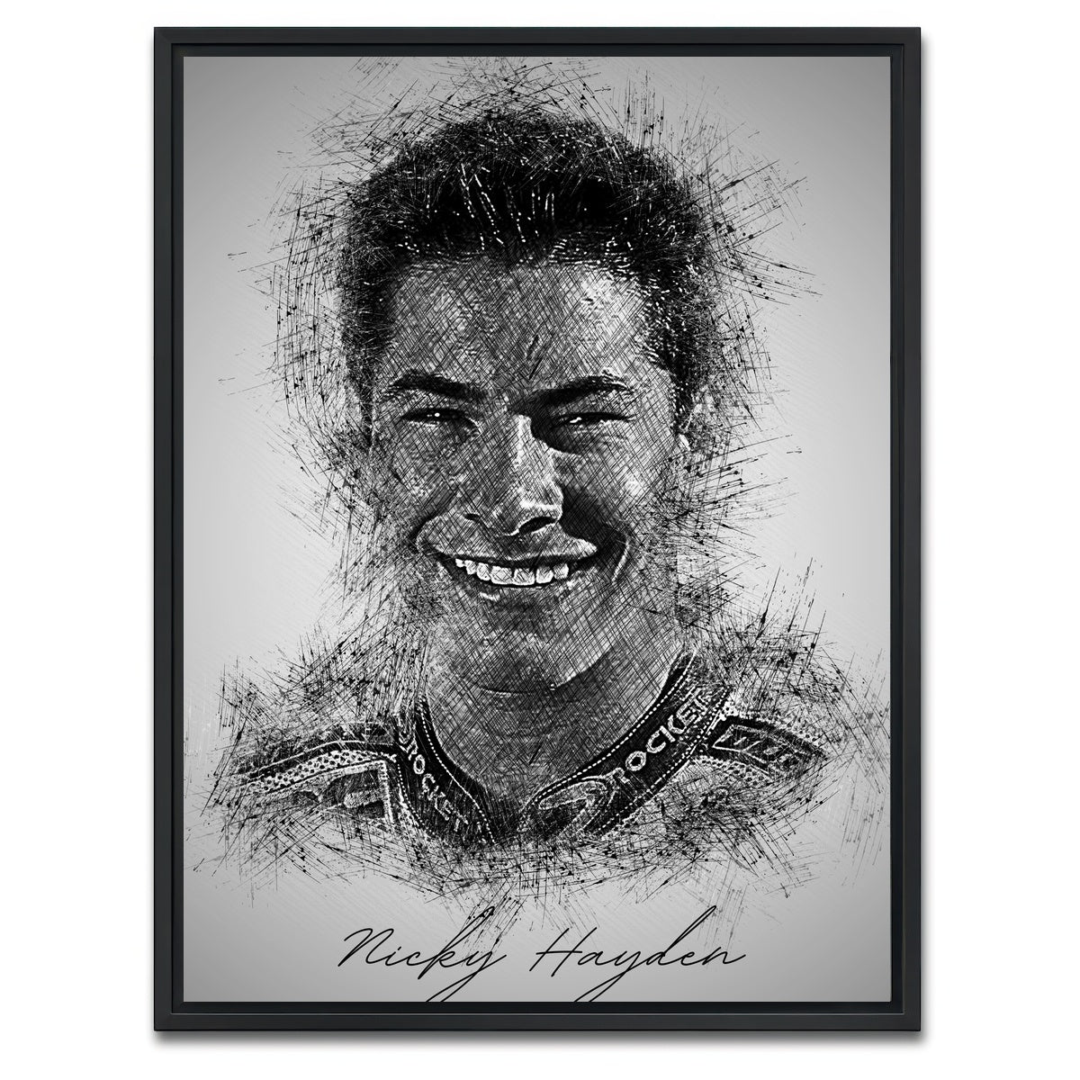 AUTO-MOCKUP WHITE | Nicky Hayden | 1 Piece | Black Framed Canvas | group=3x4