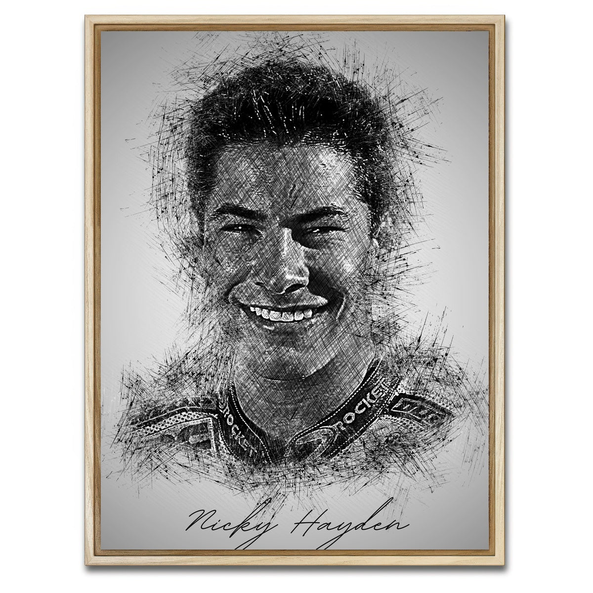 AUTO-MOCKUP WHITE | Nicky Hayden | 1 Piece | Natural Framed Canvas | group=3x4