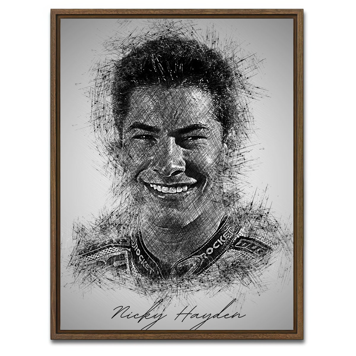 AUTO-MOCKUP WHITE | Nicky Hayden | 1 Piece | Walnut Framed Canvas | group=3x4