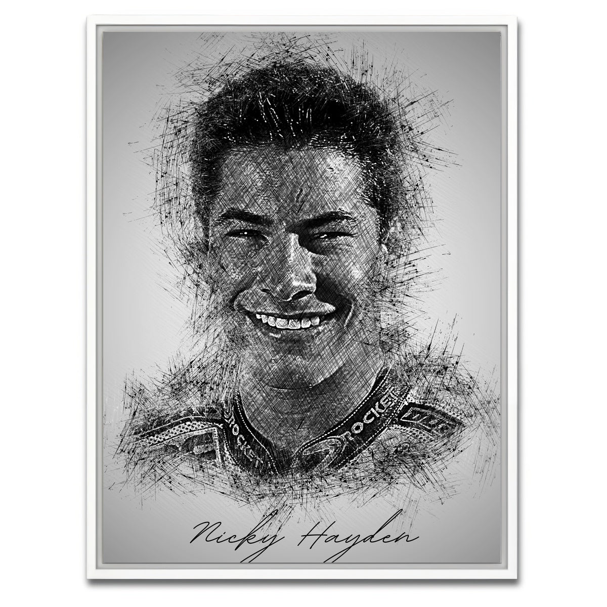 AUTO-MOCKUP WHITE | Nicky Hayden | 1 Piece | White Framed Canvas | group=3x4