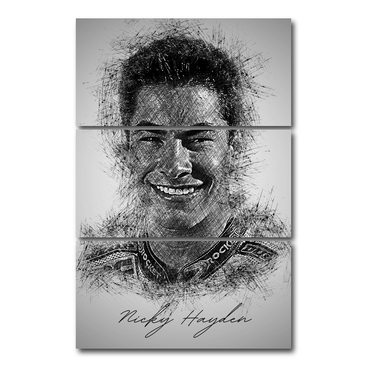 AUTO-MOCKUP WHITE | Nicky Hayden | 3 Piece | Gallery Wrap Canvas | group=12x24_stacked