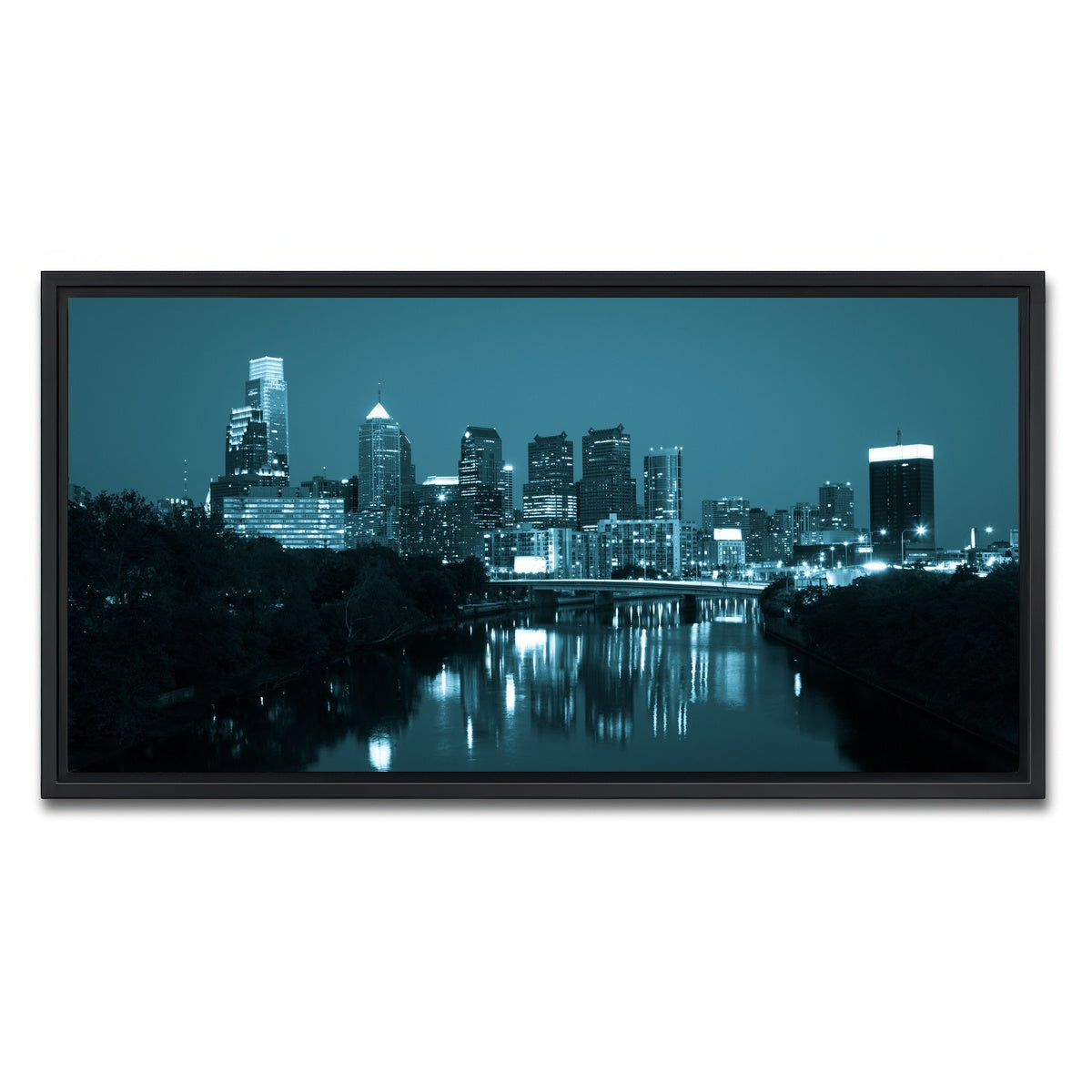 AUTO-MOCKUP WHITE | Night view Philadelphia | 1 Piece | Black Framed Canvas | group=2x1