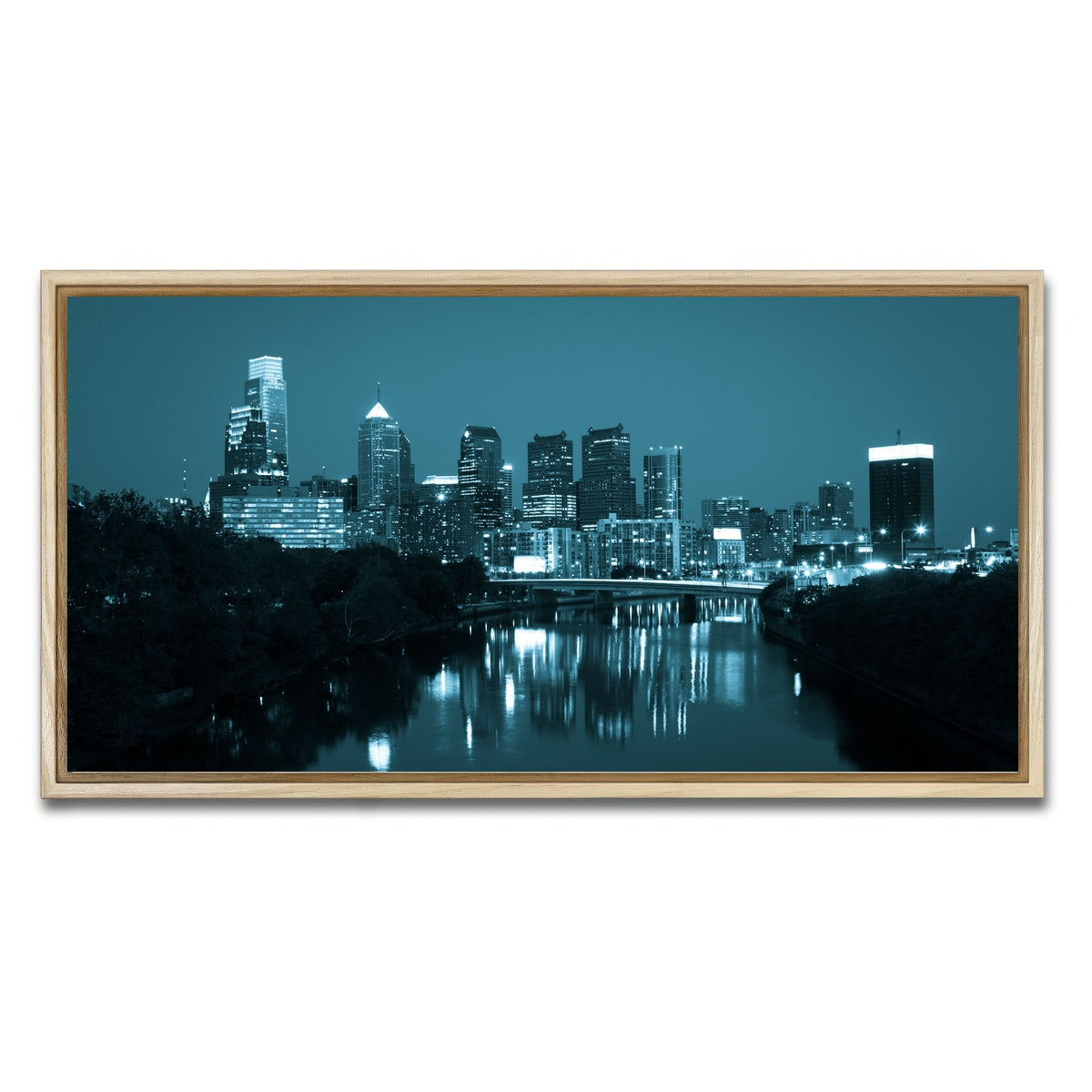 AUTO-MOCKUP WHITE | Night view Philadelphia | 1 Piece | Natural Framed Canvas | group=2x1