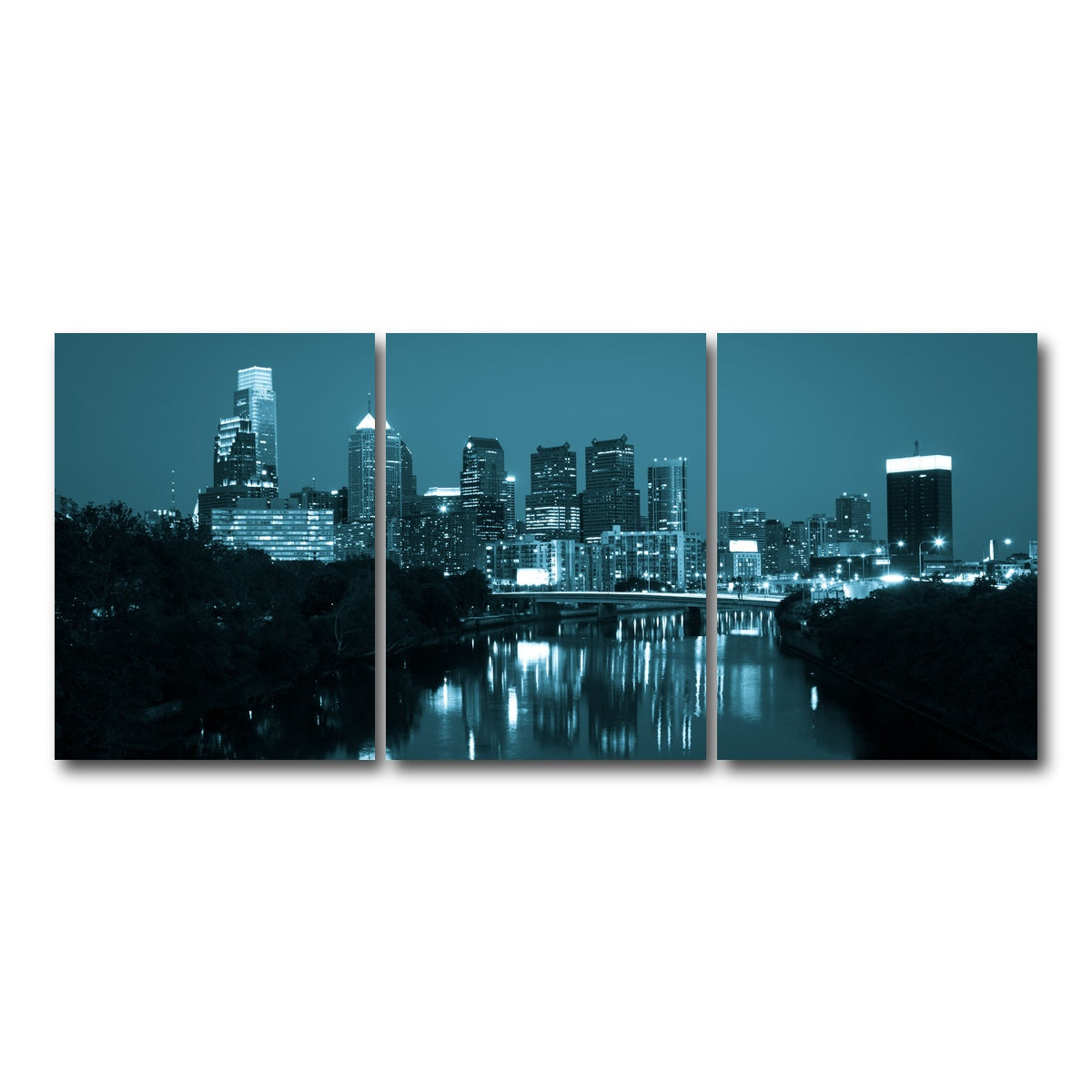 AUTO-MOCKUP WHITE | Night view Philadelphia | 3 Piece | Gallery Wrap Canvas | group=18x24
