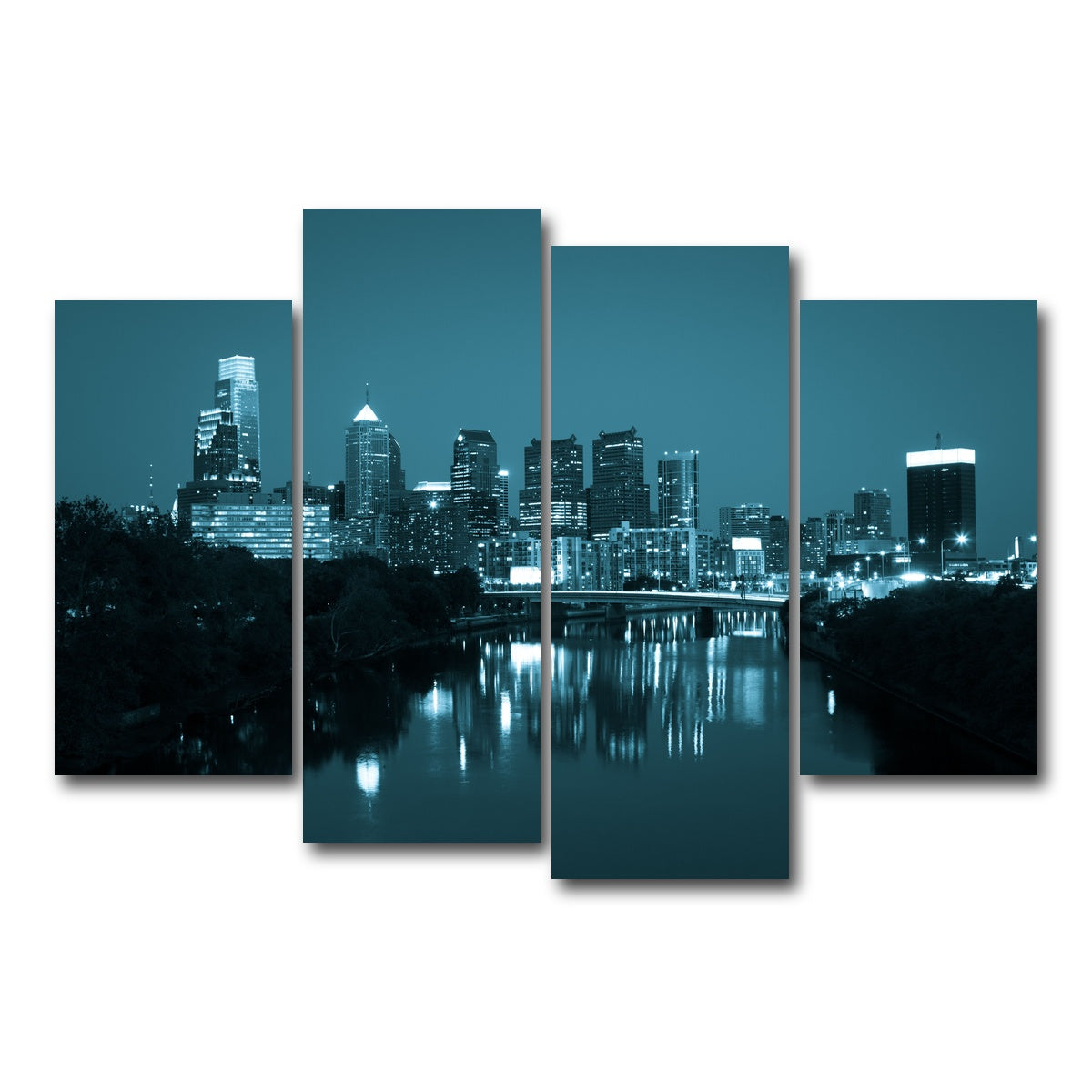 AUTO-MOCKUP WHITE | Night view Philadelphia | 4 Piece | Gallery Wrap Canvas | group=4_short