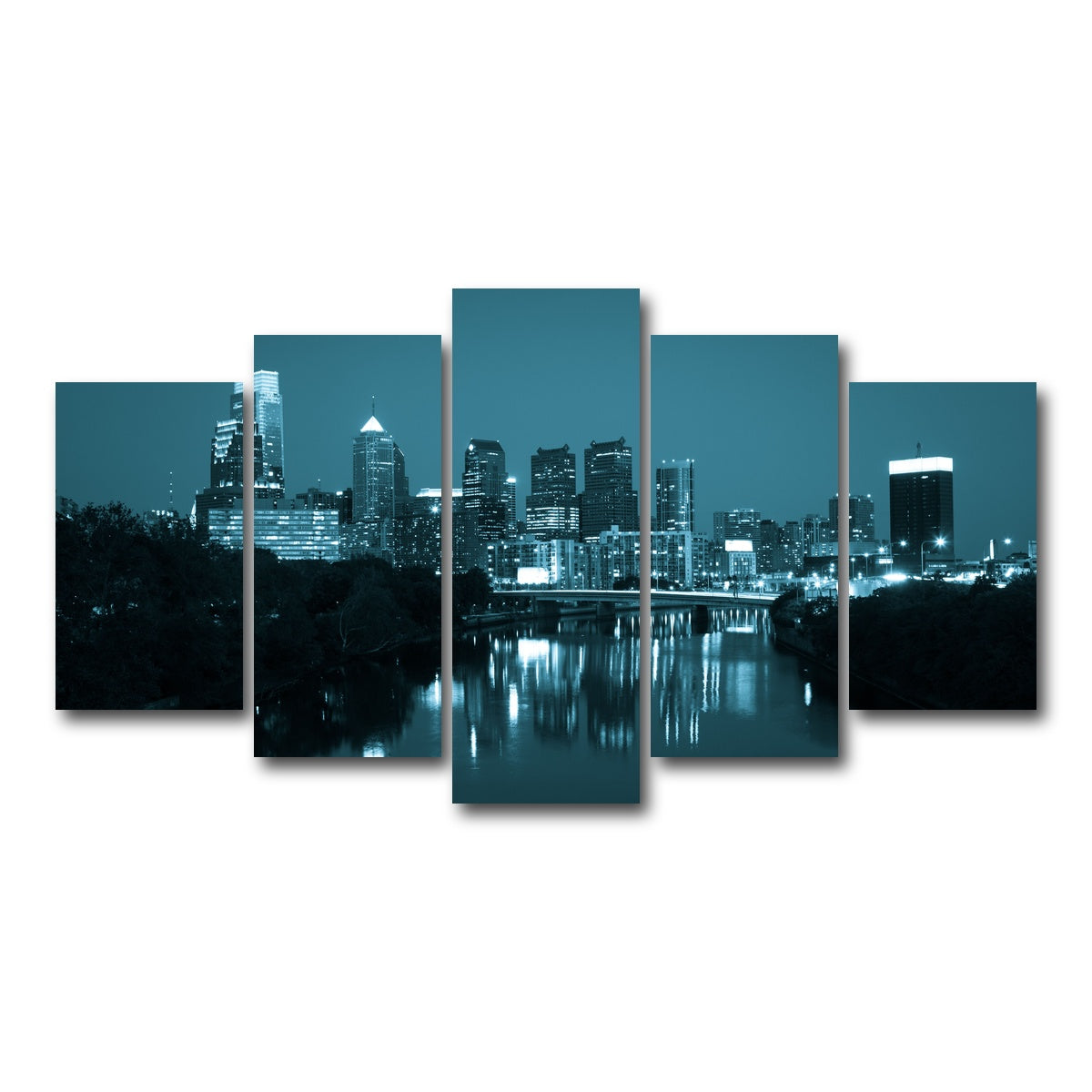 AUTO-MOCKUP WHITE | Night view Philadelphia | 5 Piece | Gallery Wrap Canvas | group=5_normal