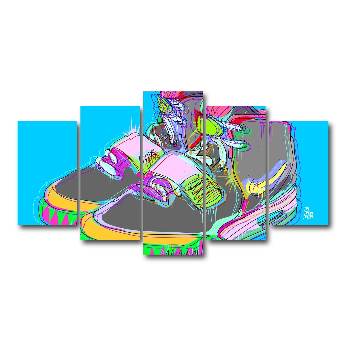 AUTO-MOCKUP WHITE | Nike Air Yeezy 2 | 5 Piece | Gallery Wrap Canvas | group=5_normal