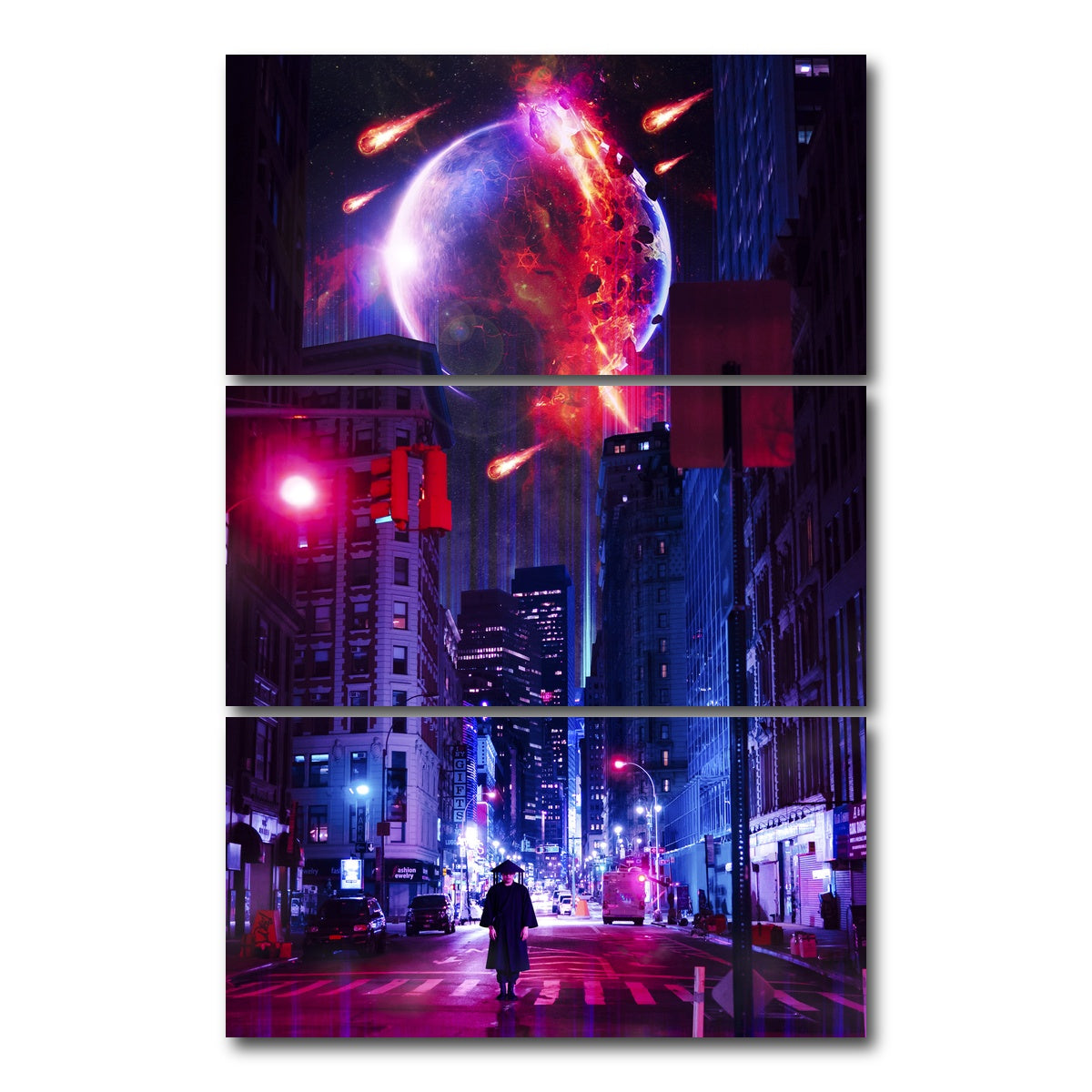 AUTO-MOCKUP WHITE | Ninja City | 3 Piece | Gallery Wrap Canvas | group=12x24_stacked