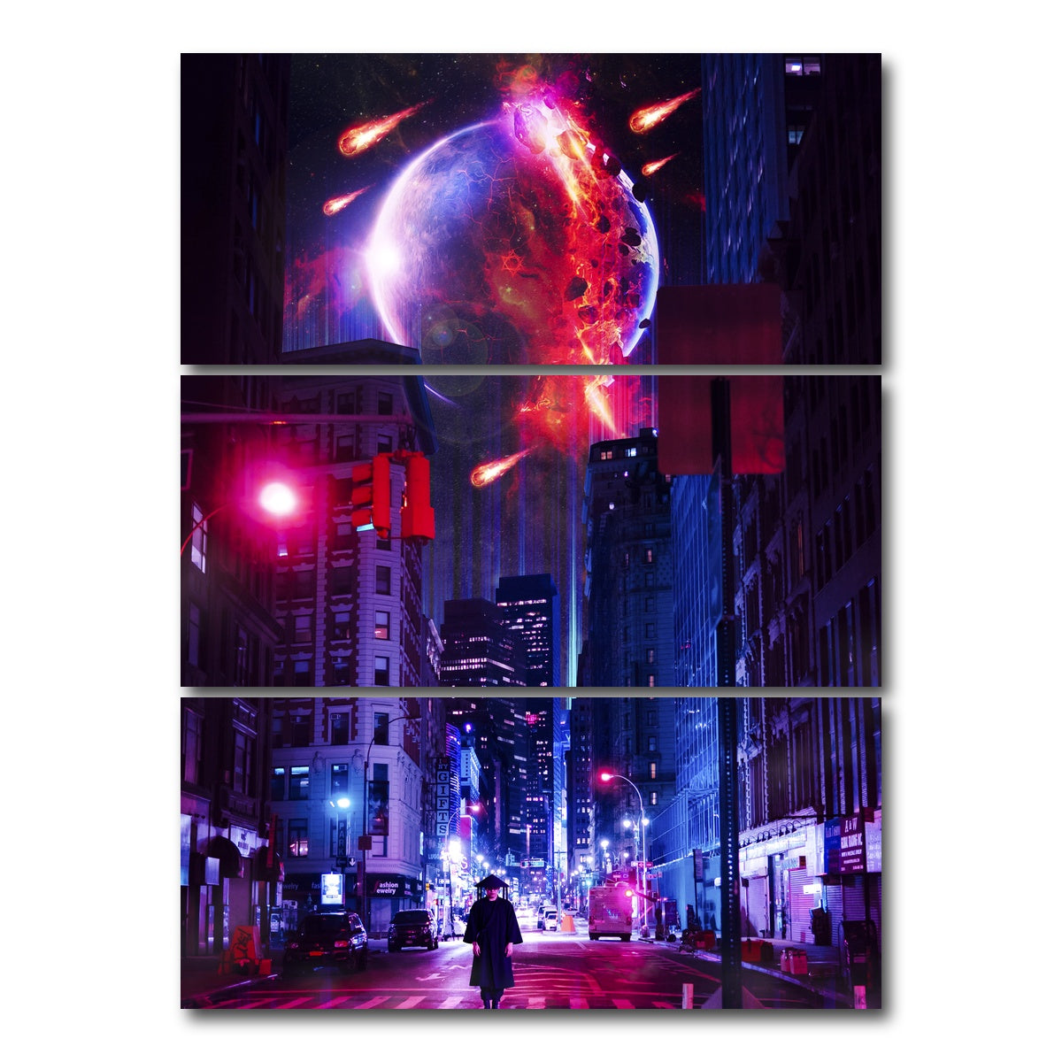 AUTO-MOCKUP WHITE | Ninja City | 3 Piece | Gallery Wrap Canvas | group=8x18_stacked