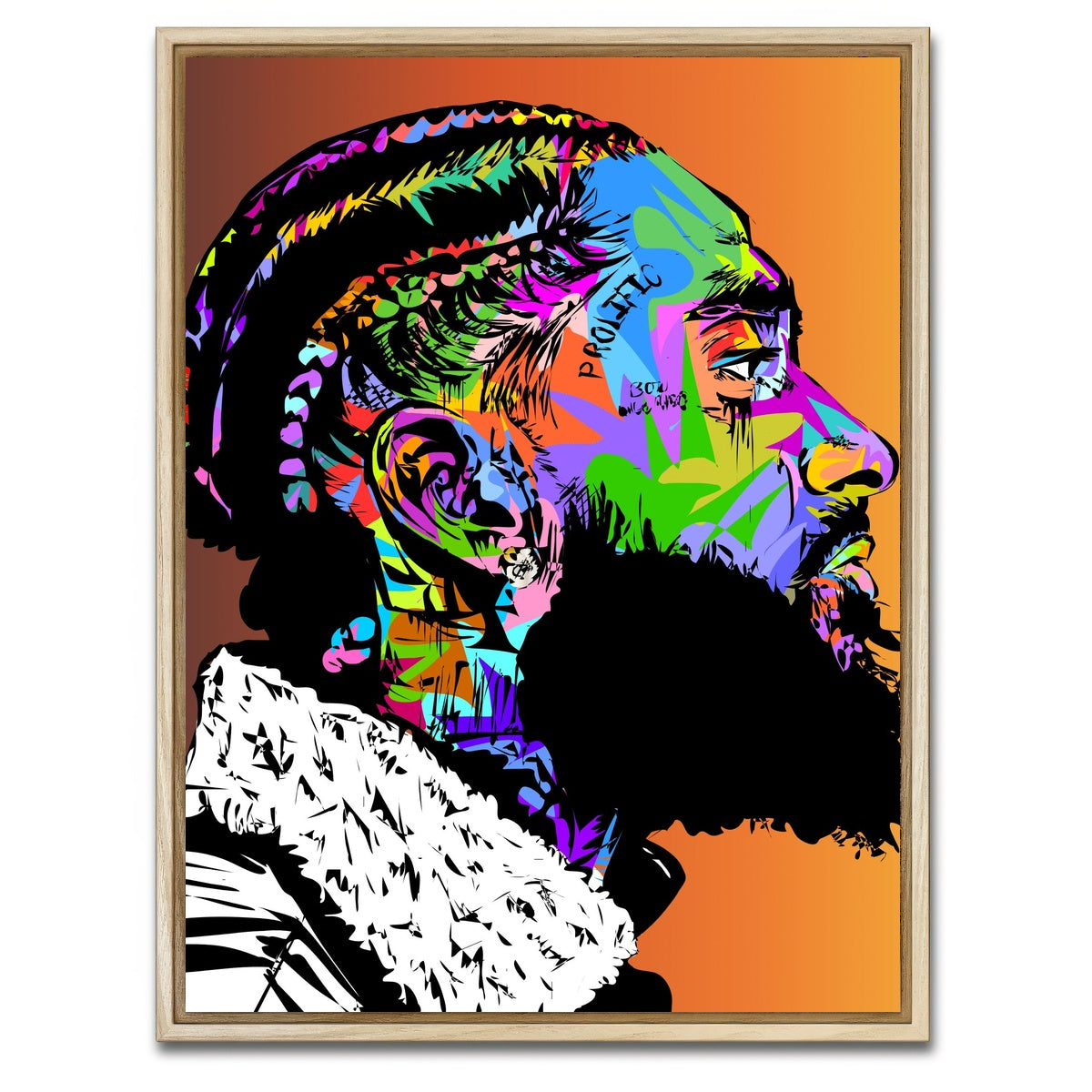 AUTO-MOCKUP WHITE | Nipsey Hustle Rip | 1 Piece | Natural Framed Canvas | group=3x4