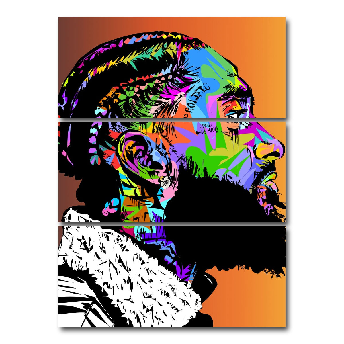 AUTO-MOCKUP WHITE | Nipsey Hustle Rip | 3 Piece | Gallery Wrap Canvas | group=8x18_stacked