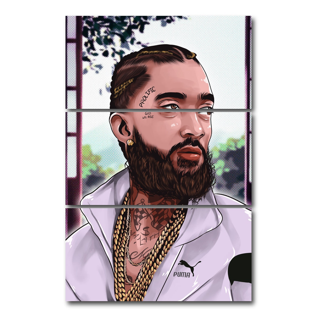 AUTO-MOCKUP WHITE | Nipsey | 3 Piece | Gallery Wrap Canvas | group=12x24_stacked