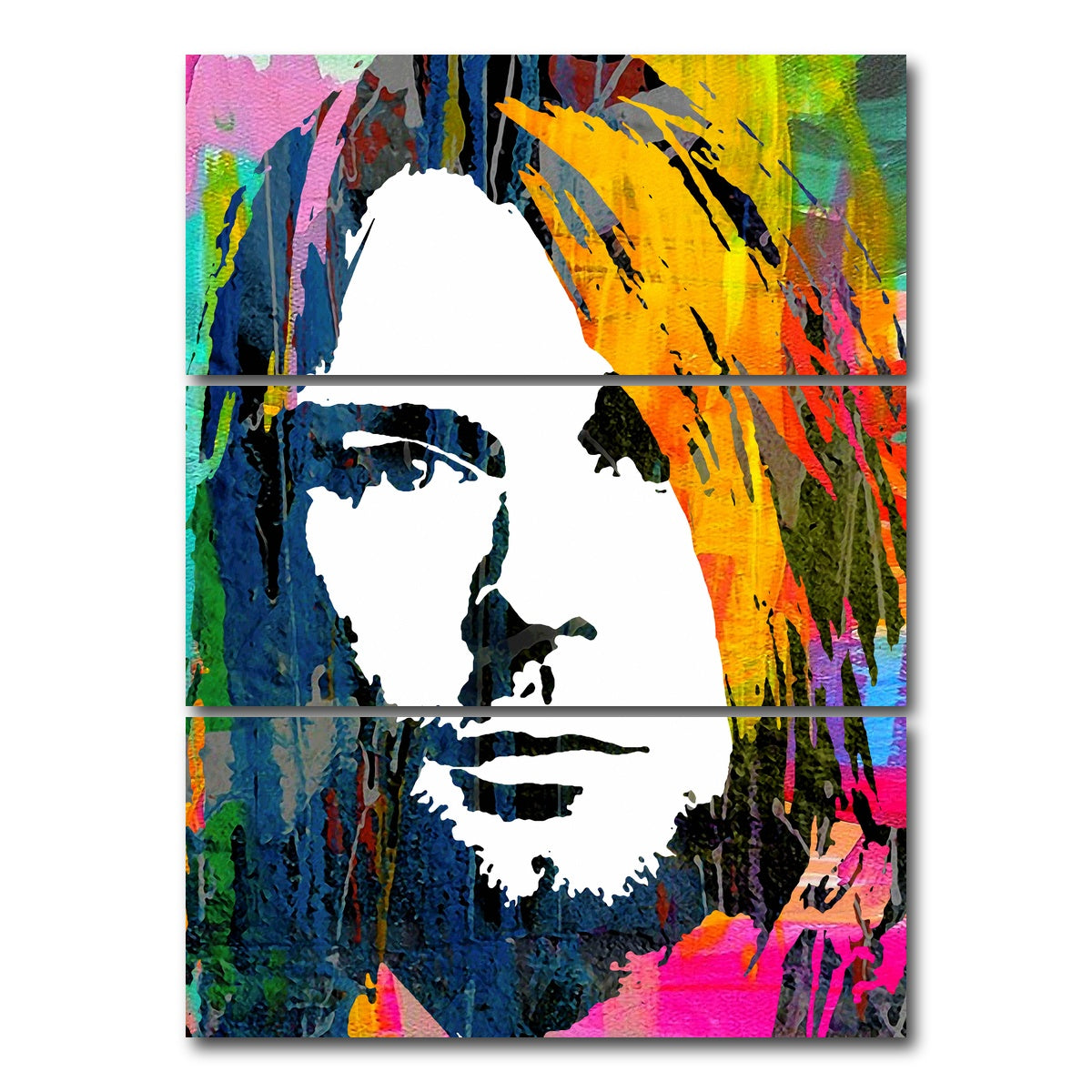 AUTO-MOCKUP WHITE | Nirvana Cobain | 3 Piece | Gallery Wrap Canvas | group=8x18_stacked