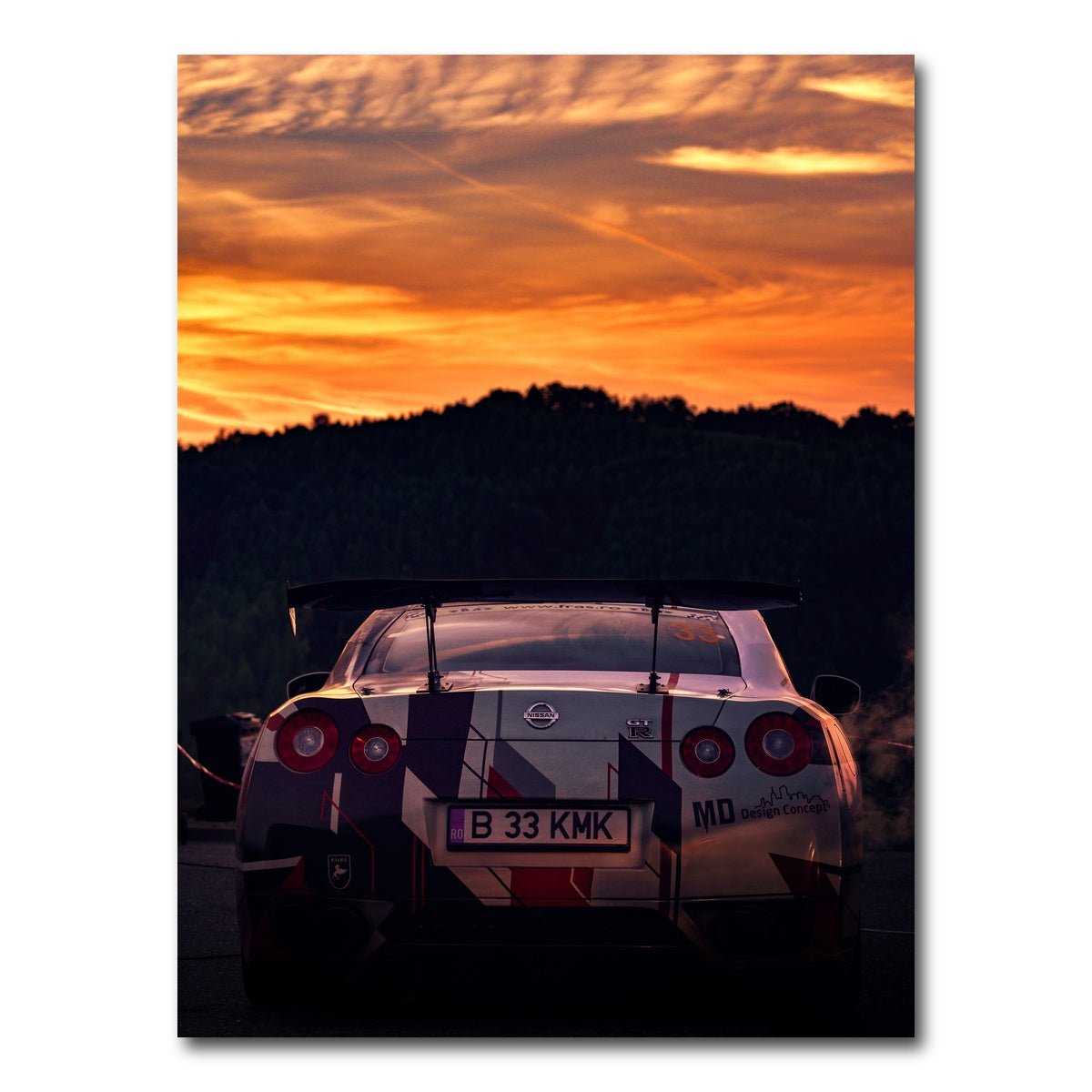 AUTO-MOCKUP WHITE | Nissan GTR Racing Sunset | 1 Piece | Gallery Wrap Canvas | group=3x4
