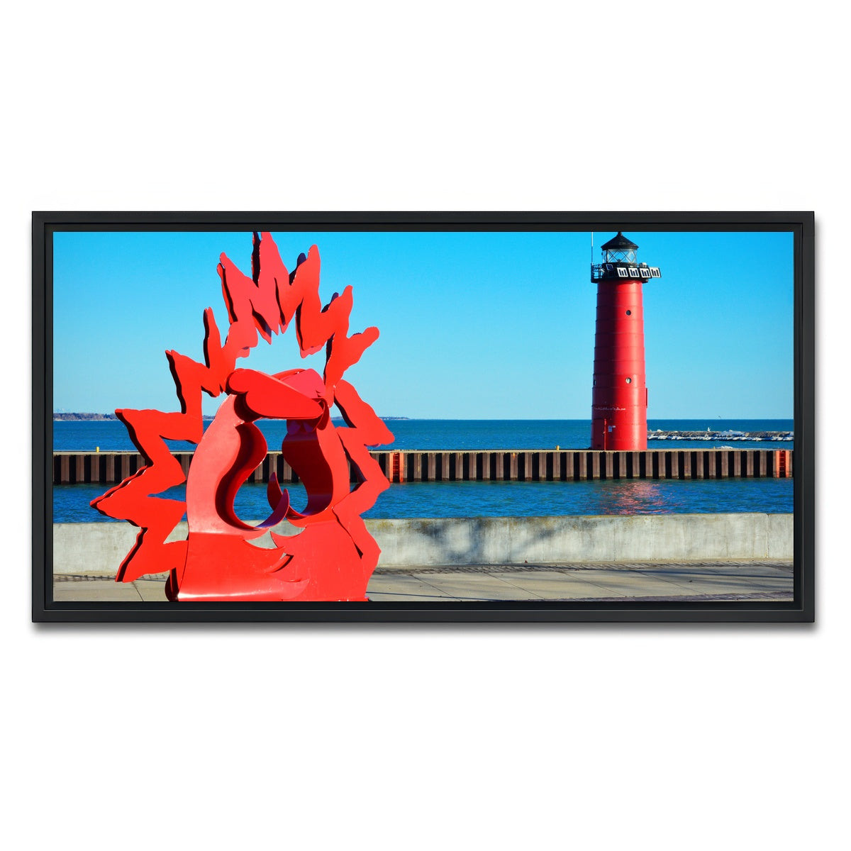 AUTO-MOCKUP WHITE | North Pier Lighthouse | 1 Piece | Black Framed Canvas | group=2x1
