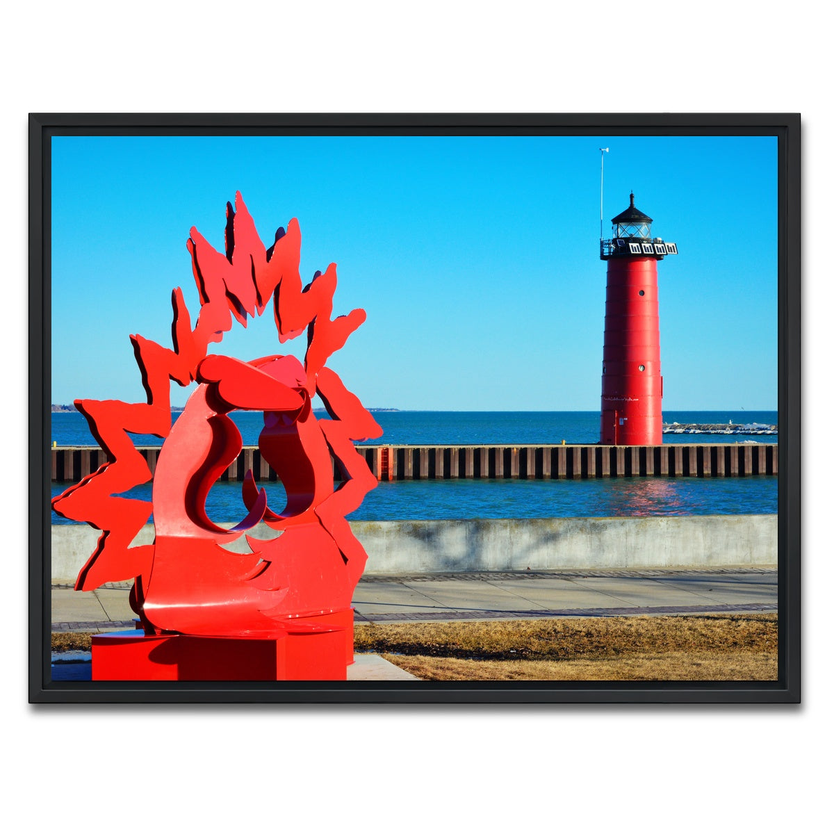 AUTO-MOCKUP WHITE | North Pier Lighthouse | 1 Piece | Black Framed Canvas | group=4x3