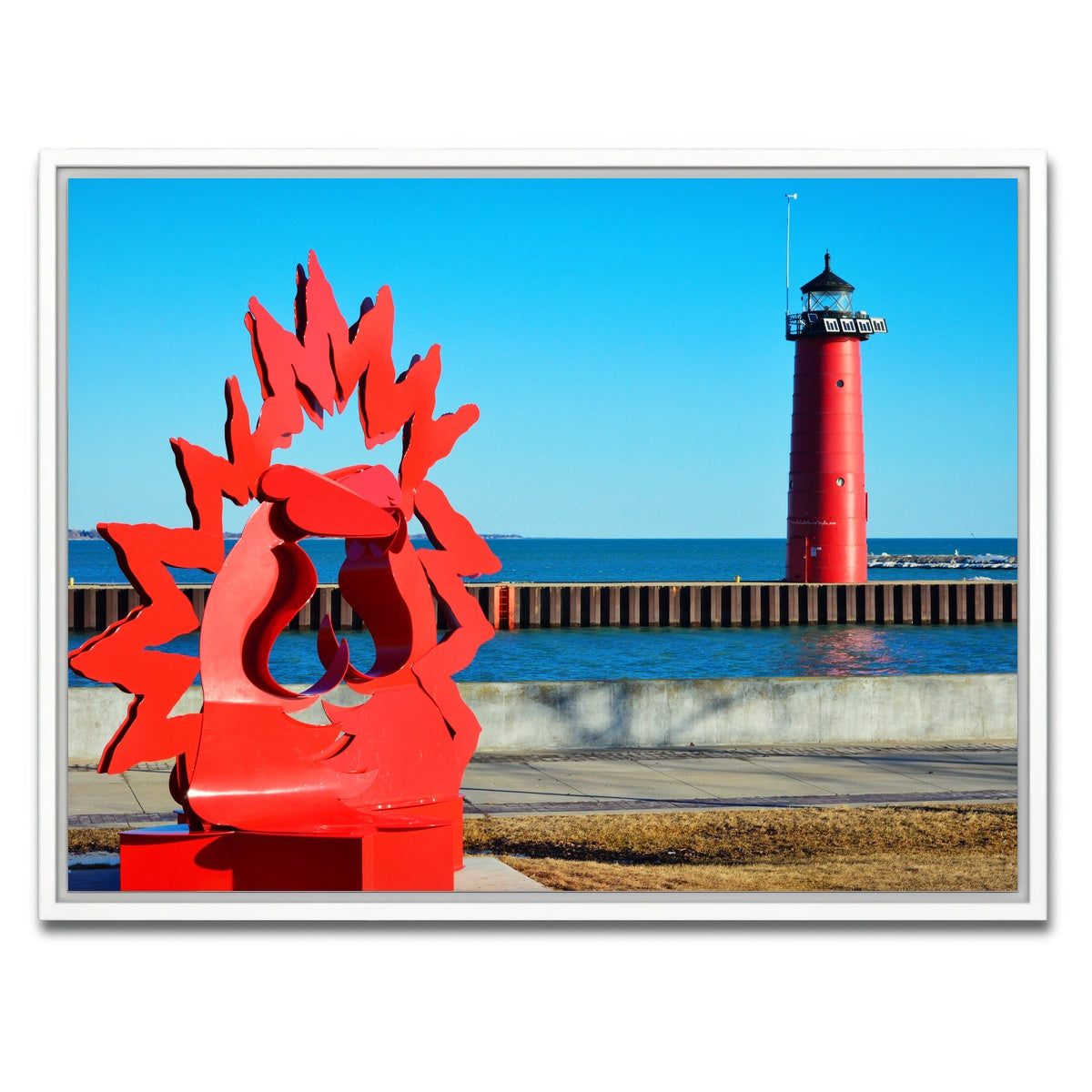 AUTO-MOCKUP WHITE | North Pier Lighthouse | 1 Piece | White Framed Canvas | group=4x3
