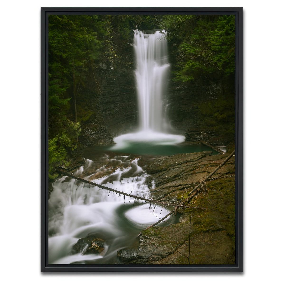 AUTO-MOCKUP WHITE | Northern BC Waterfall | 1 Piece | Black Framed Canvas | group=3x4