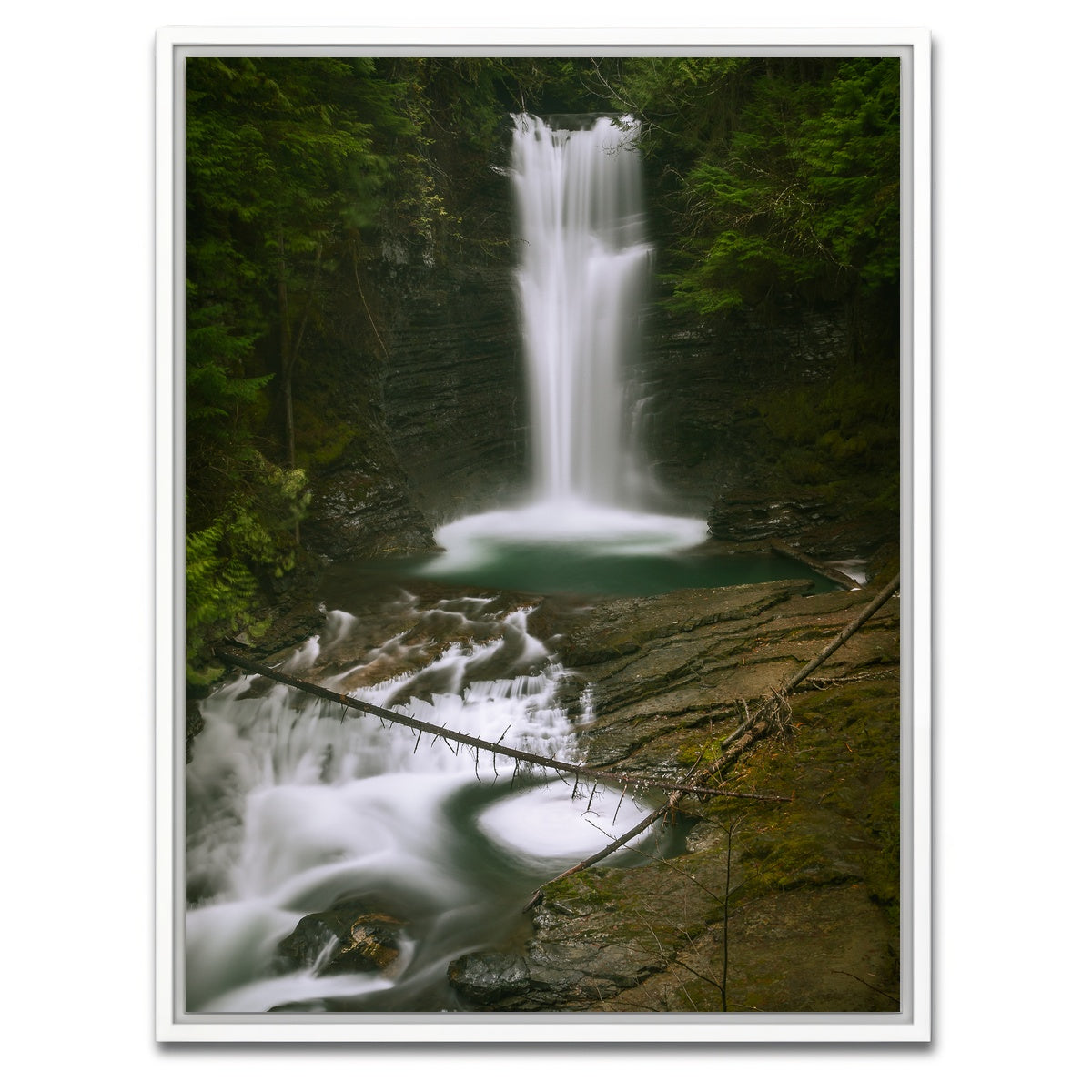 AUTO-MOCKUP WHITE | Northern BC Waterfall | 1 Piece | White Framed Canvas | group=3x4
