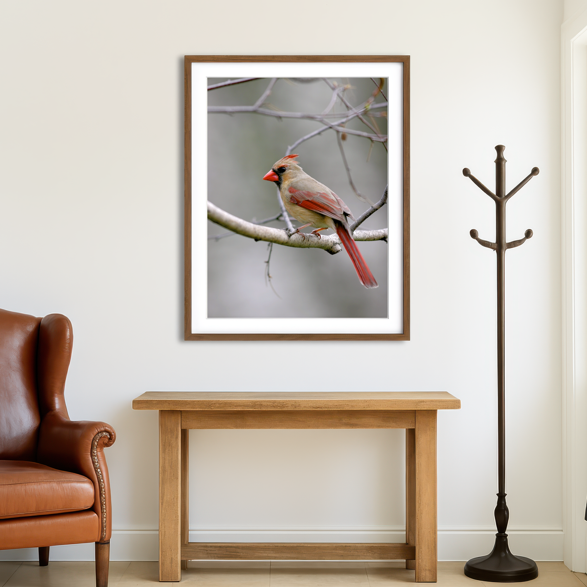 AUTO-MOCKUP ROOM | Northern Cardinal Female Wall Art