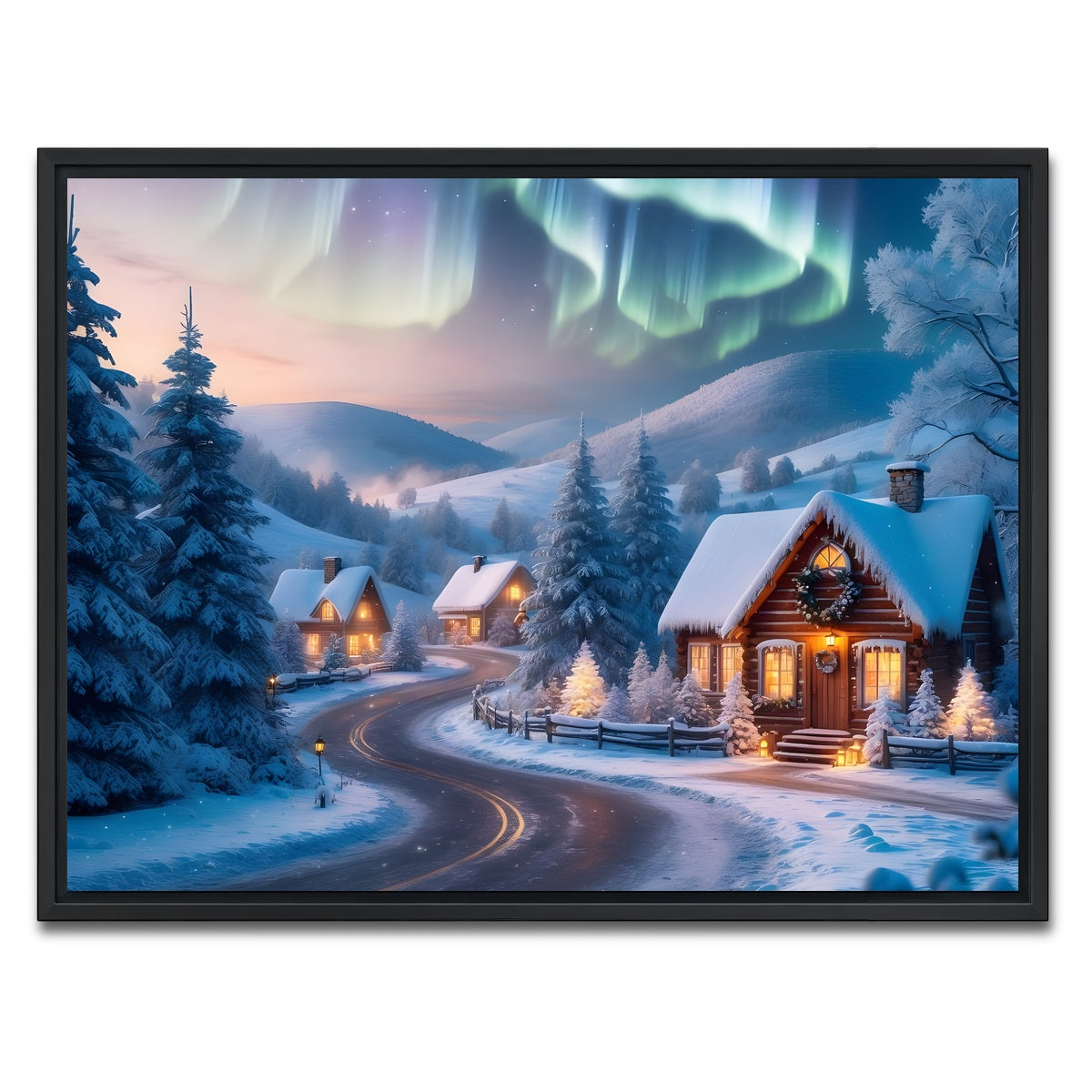 AUTO-MOCKUP WHITE | Northern Lights Painting | 1 Piece | Black Framed Canvas | group=4x3