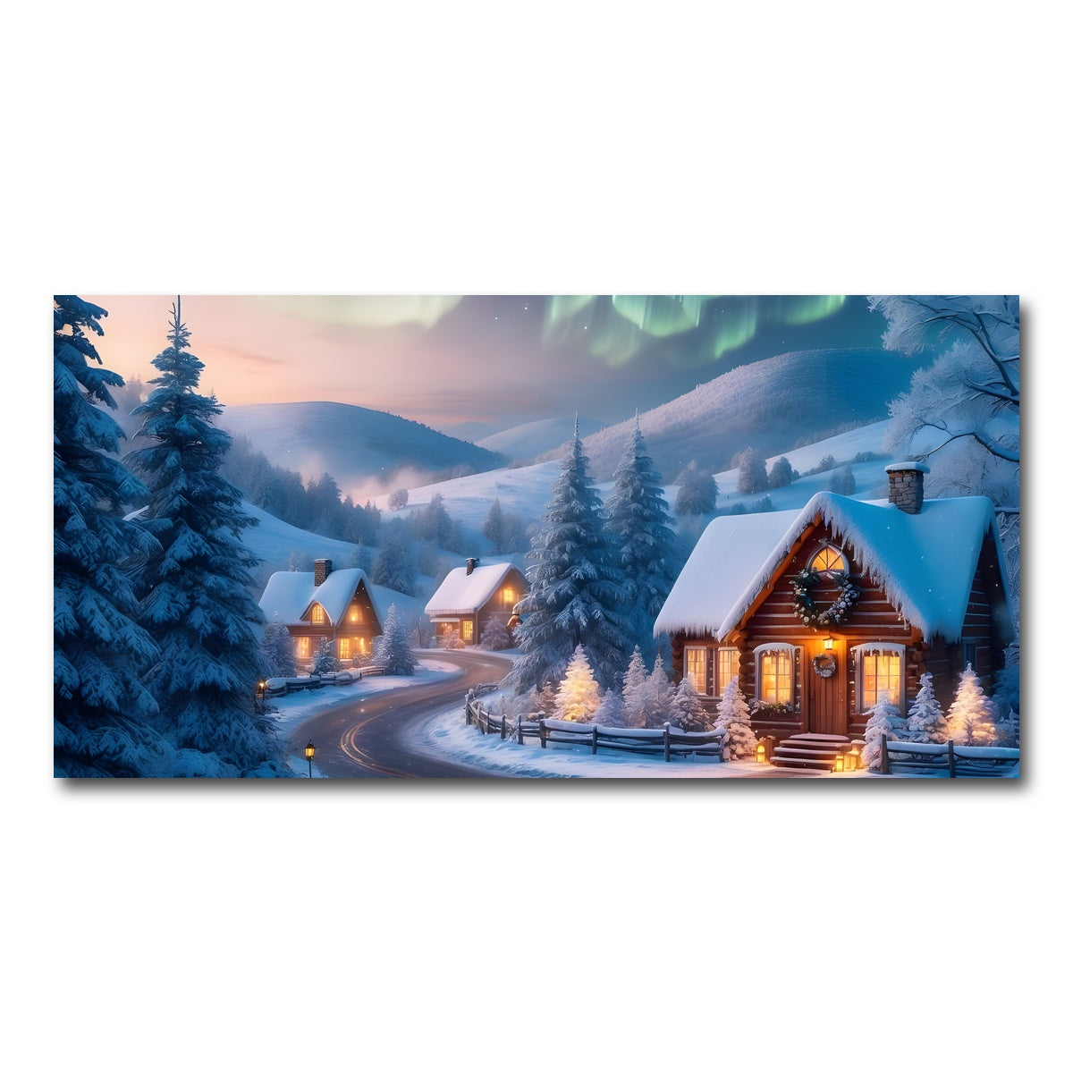 AUTO-MOCKUP WHITE | Northern Lights Painting | 1 Piece | Gallery Wrap Canvas | group=2x1