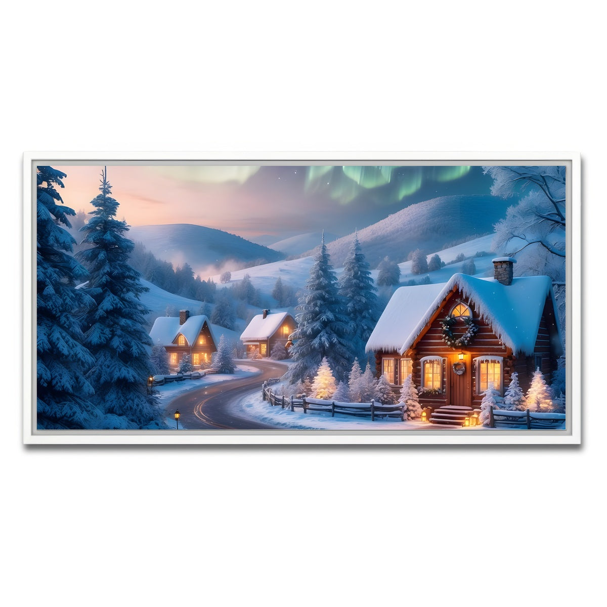 AUTO-MOCKUP WHITE | Northern Lights Painting | 1 Piece | White Framed Canvas | group=2x1