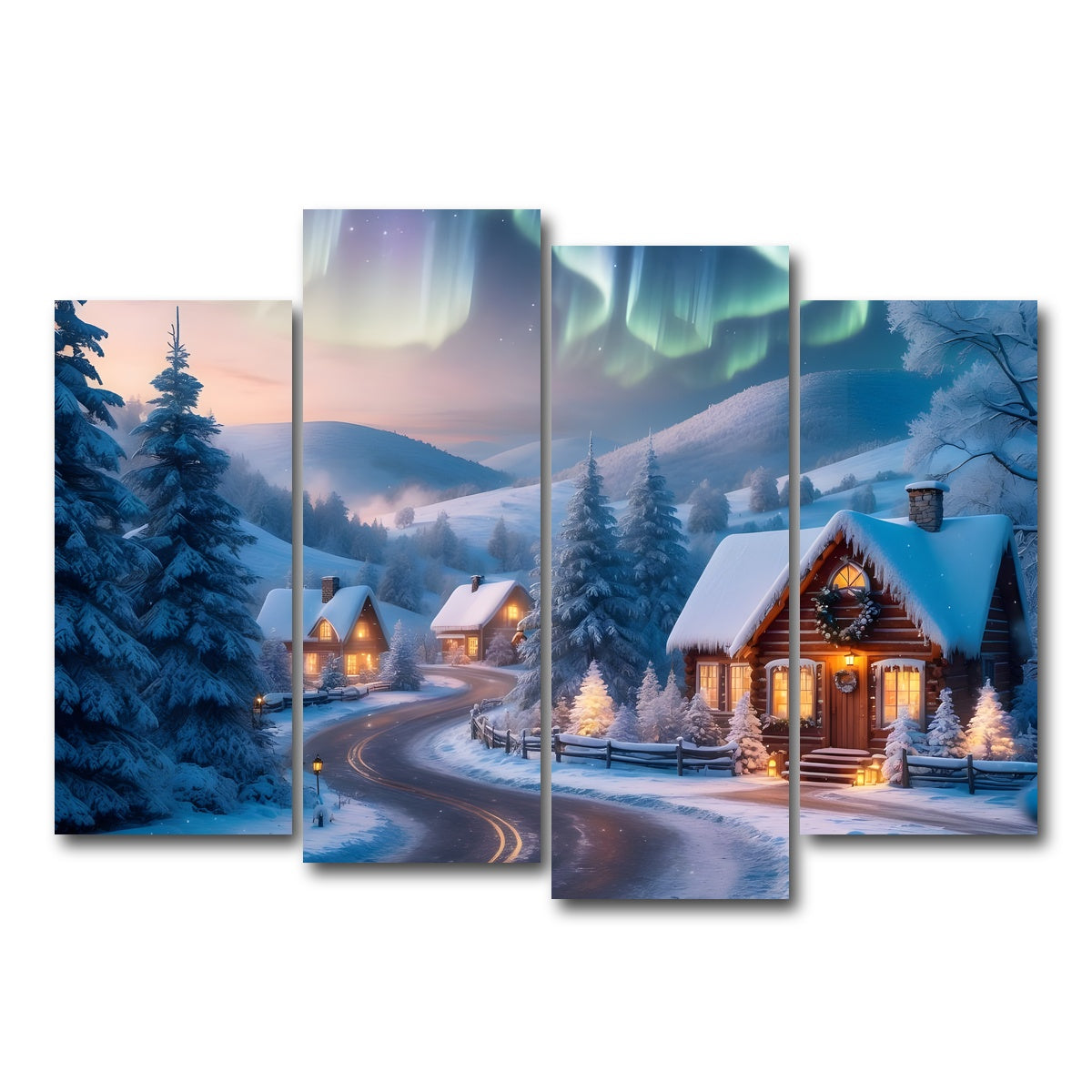 AUTO-MOCKUP WHITE | Northern Lights Painting | 4 Piece | Gallery Wrap Canvas | group=4_normal