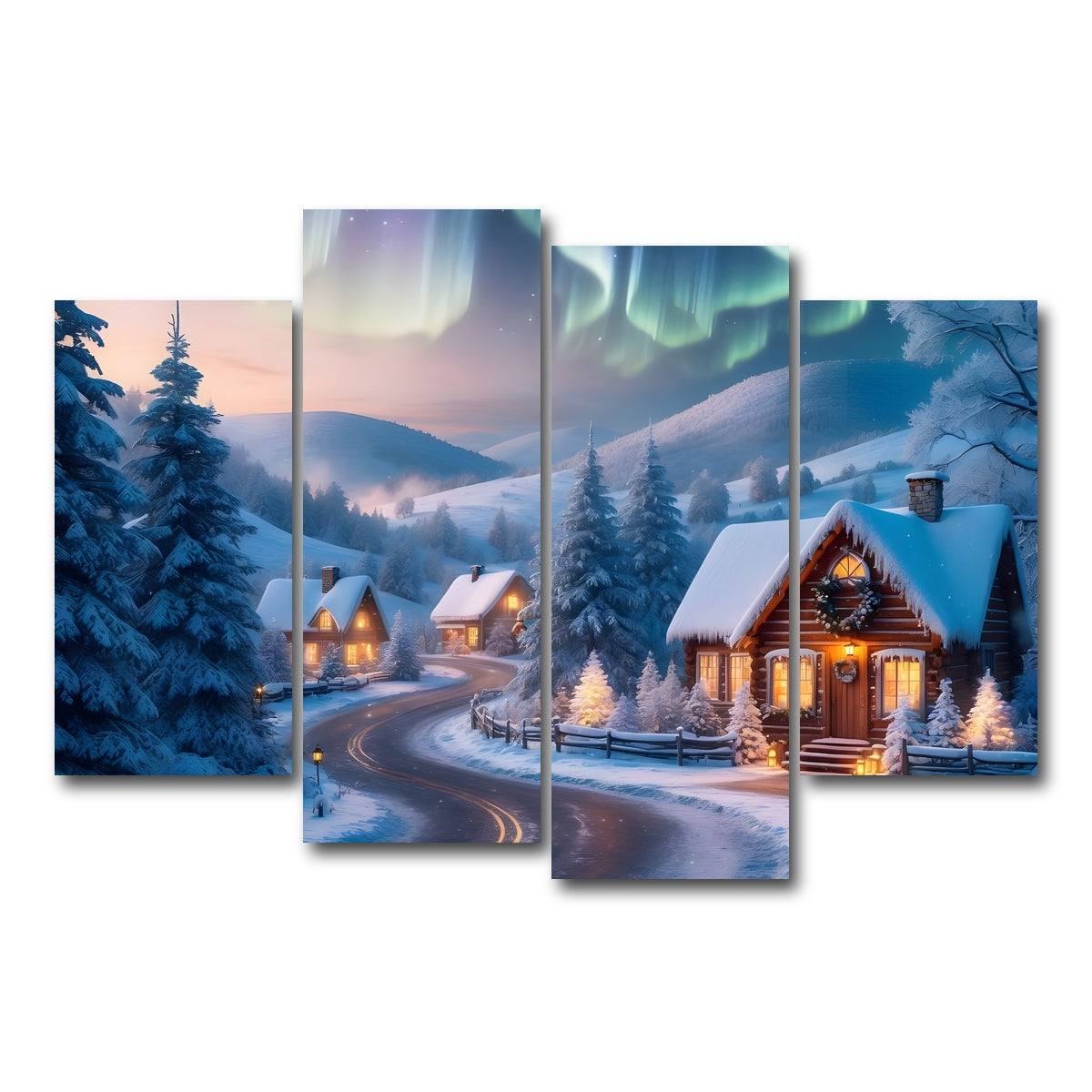 AUTO-MOCKUP WHITE | Northern Lights Painting | 4 Piece | Gallery Wrap Canvas | group=4_short