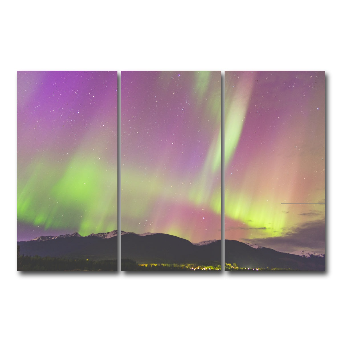 AUTO-MOCKUP WHITE | Northern Lights Purple | 3 Piece | Gallery Wrap Canvas | group=12x24