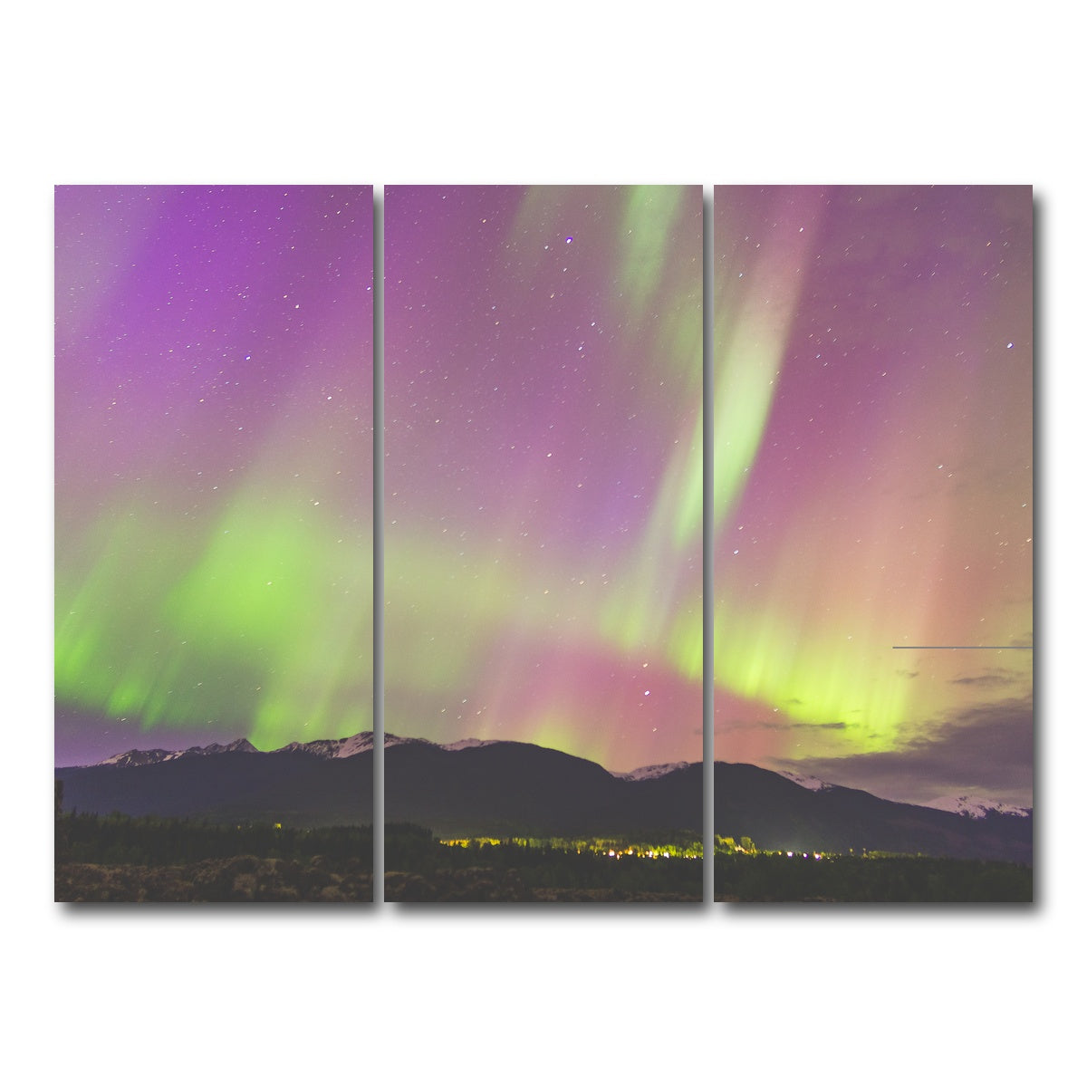 AUTO-MOCKUP WHITE | Northern Lights Purple | 3 Piece | Gallery Wrap Canvas | group=8x18