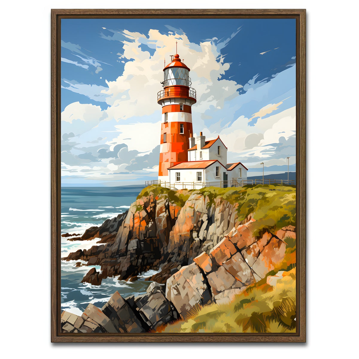 AUTO-MOCKUP WHITE | Norway - Tranoy Lighthouse | 1 Piece | Walnut Framed Canvas | group=3x4