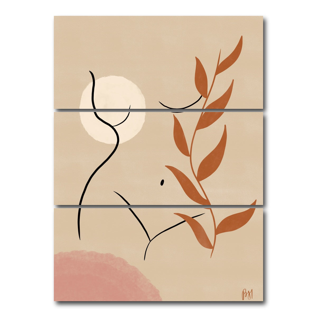 AUTO-MOCKUP WHITE | Nude Earthy Tones | 3 Piece | Gallery Wrap Canvas | group=8x18_stacked