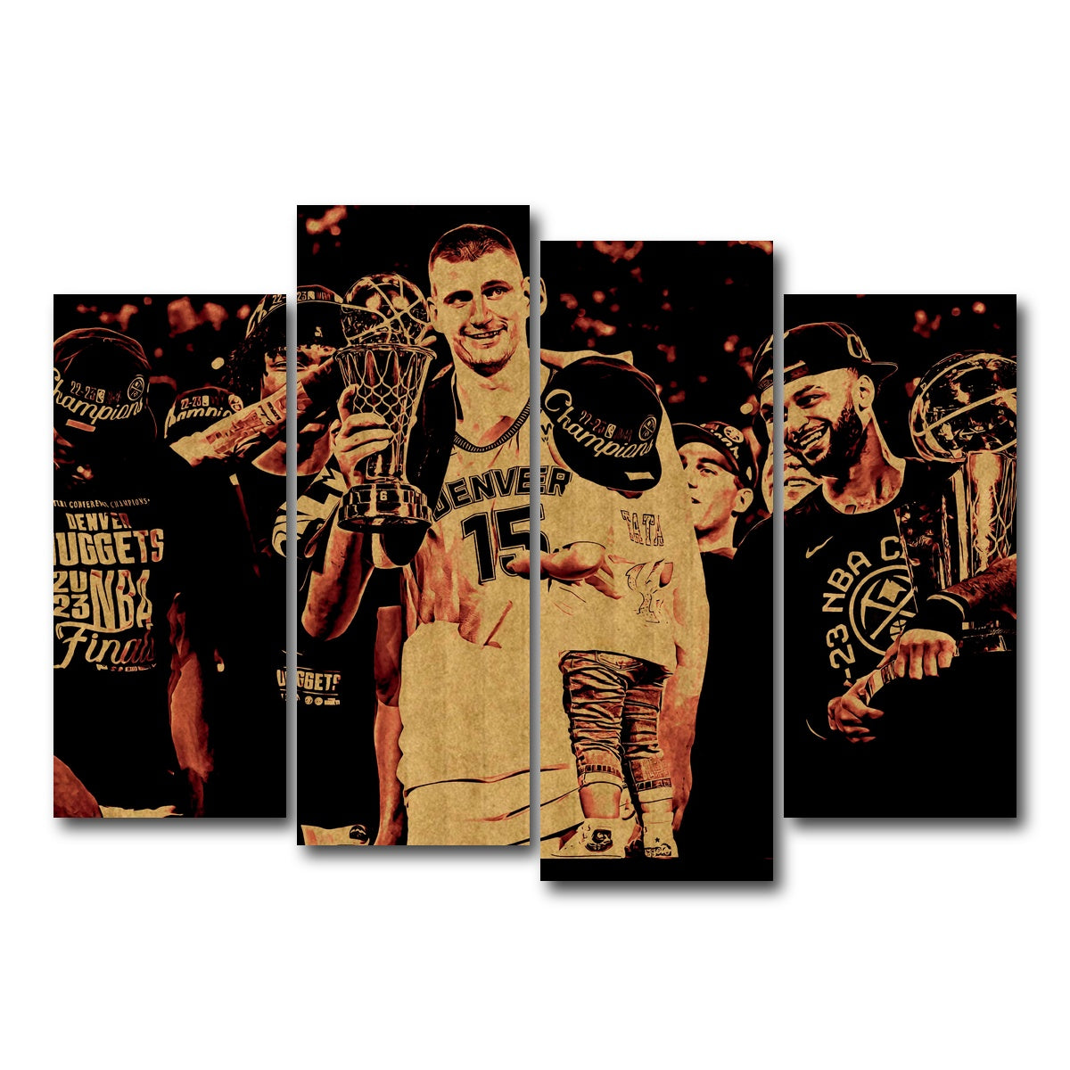 AUTO-MOCKUP WHITE | Nuggets Champions Gold | 4 Piece | Gallery Wrap Canvas | group=4_normal